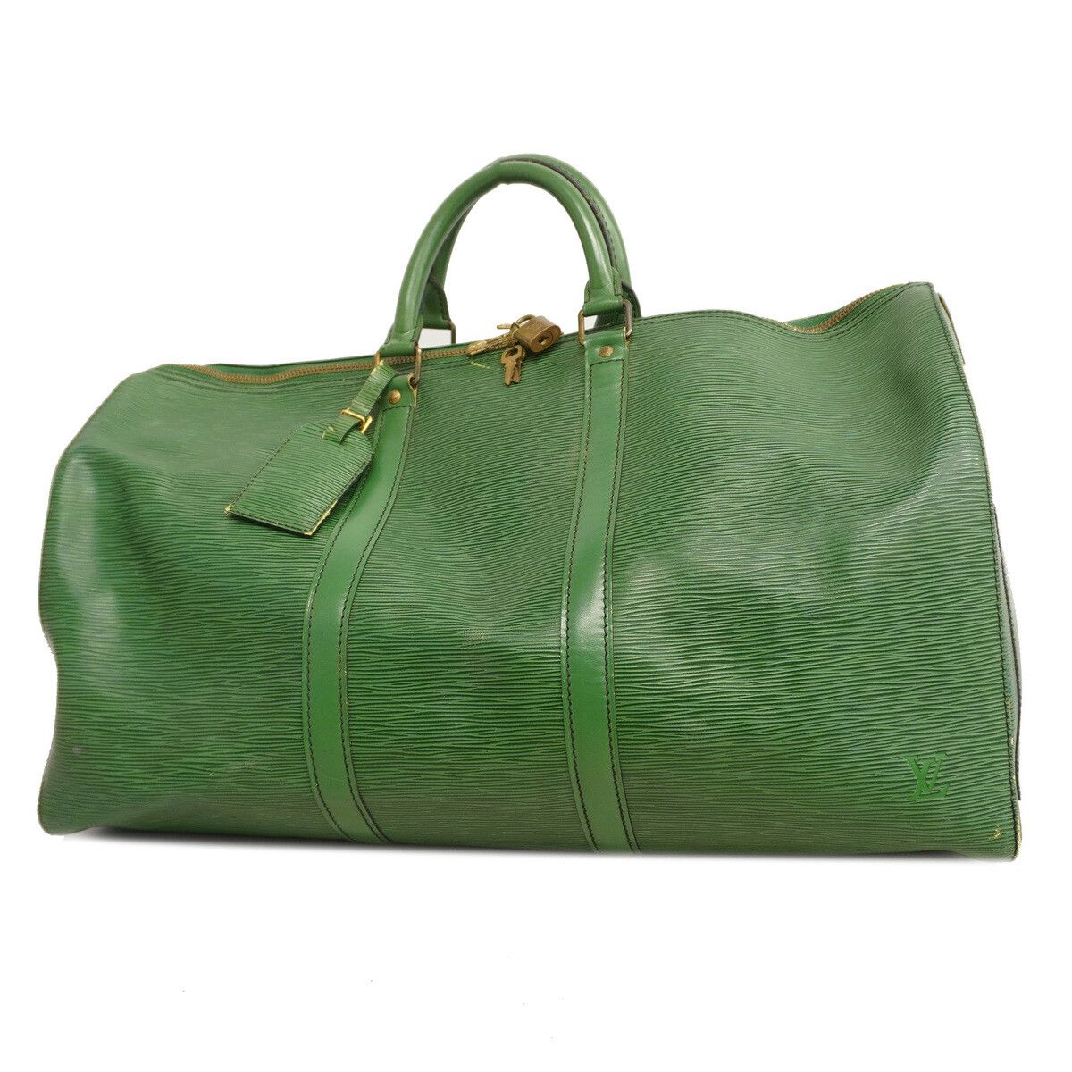 Pre-owned Louis Vuitton Epi Boston Keepall 50 Duffle Bag In Green