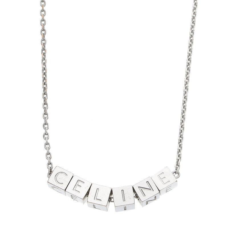 image of Celine Block Logo Necklace in Silver, Men's