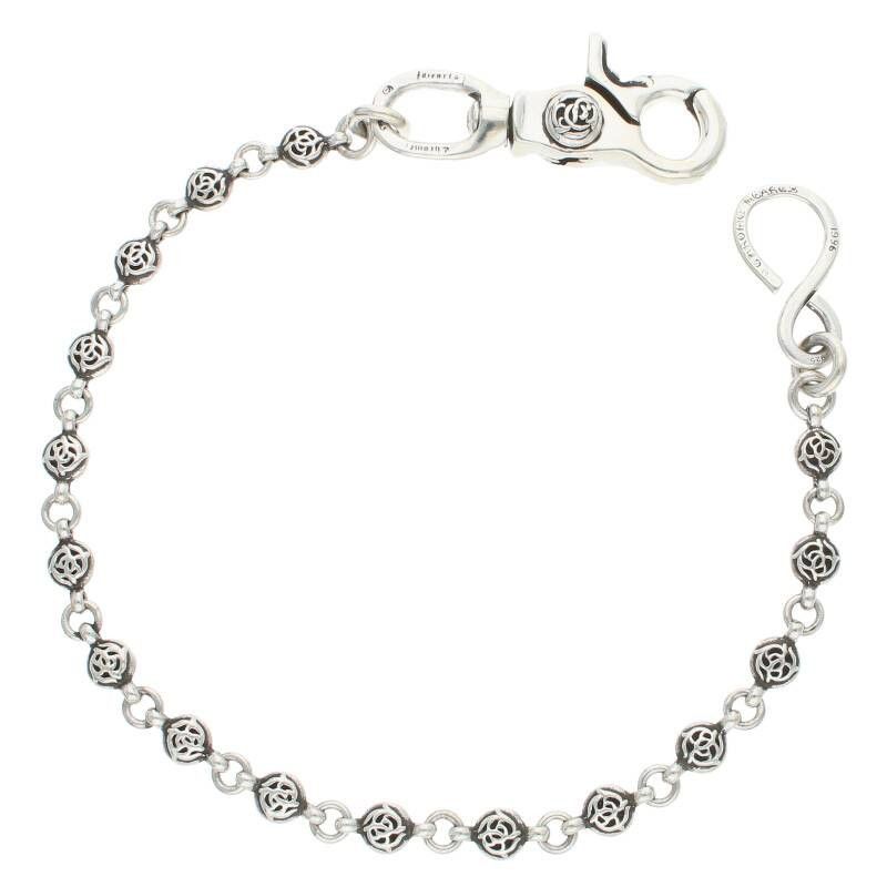 image of Chrome Hearts Floral Ball Wallet Chain in Silver, Men's