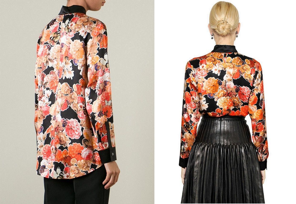 Givenchy $1190 Givenchy Women's Floral Butterfly Silk Satin Shirt Size S / US 4 / IT 40 - 5 Thumbnail