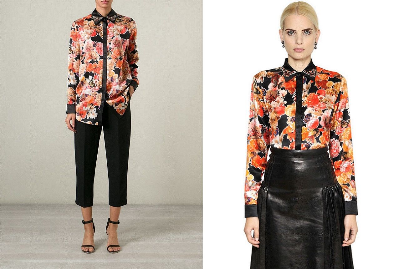 Givenchy $1190 Givenchy Women's Floral Butterfly Silk Satin Shirt Size S / US 4 / IT 40 - 4 Thumbnail
