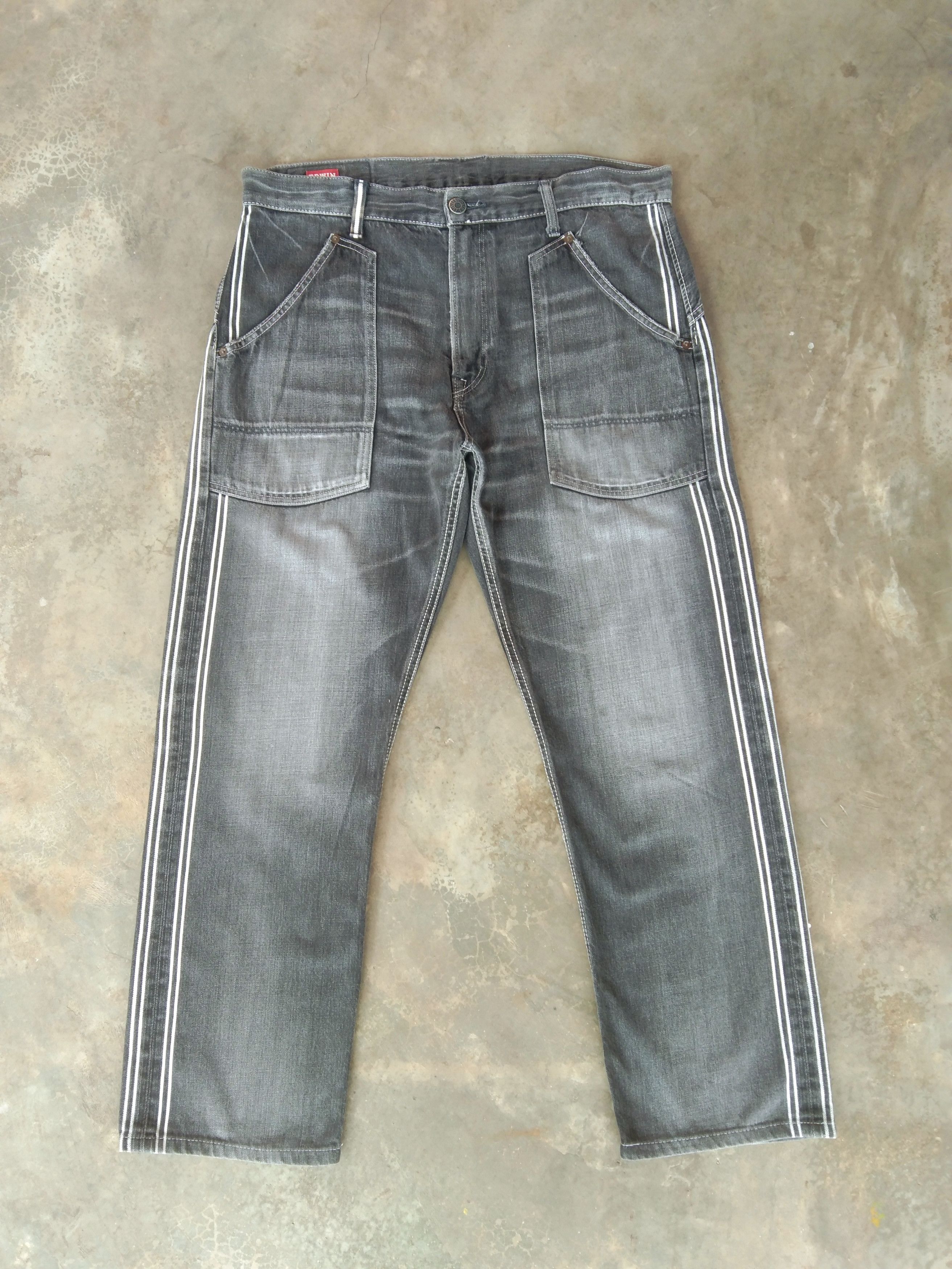 image of Vintage Redline Jeans Distressed Edwin Selvedge Denim in Grey, Men's (Size 36)