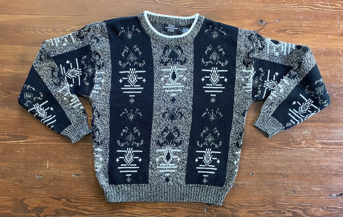Vintage Vintage 90’s Expressions Textile Pattern Knit Sweater Size US M / EU 48-50 / 2 - 2 Thumbnail