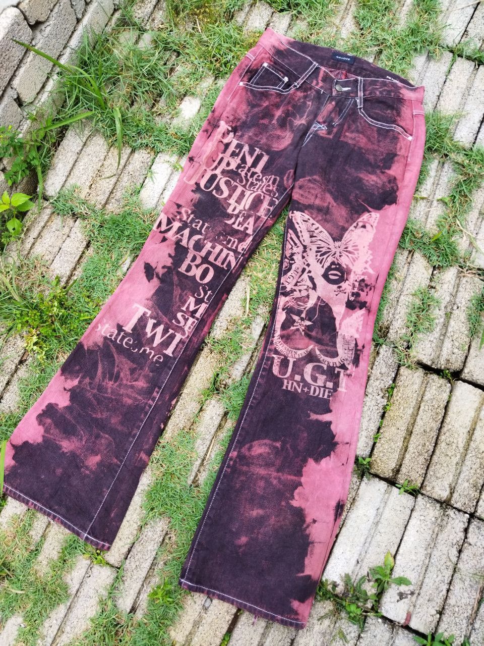 If Six Was Nine Vintage U.G.T HN+Die Japan Bleach Tie Dye Bootcut Jeans Size US 29 - 2 Thumbnail