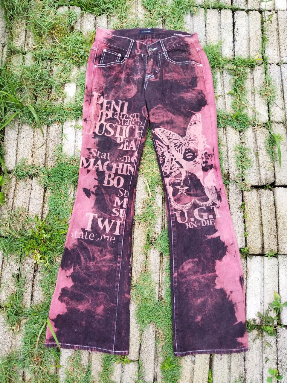 If Six Was Nine Vintage U.G.T HN+Die Japan Bleach Tie Dye Bootcut Jeans Size US 29 - 1 Thumbnail