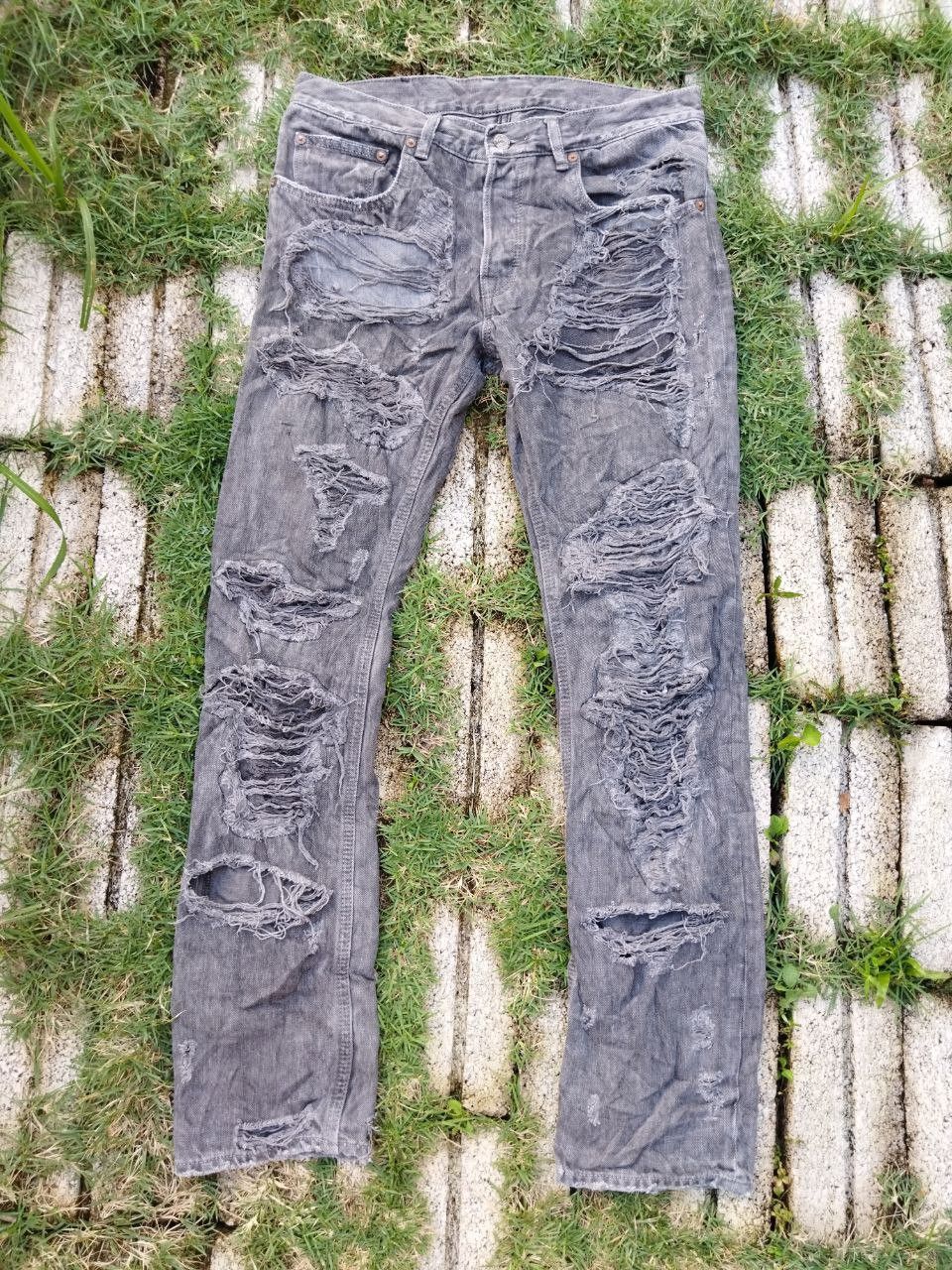 image of Distressed Denim x Seditionaries Vintage Rna Japan Damage Look Undercover Style Jeans in Grey Distr