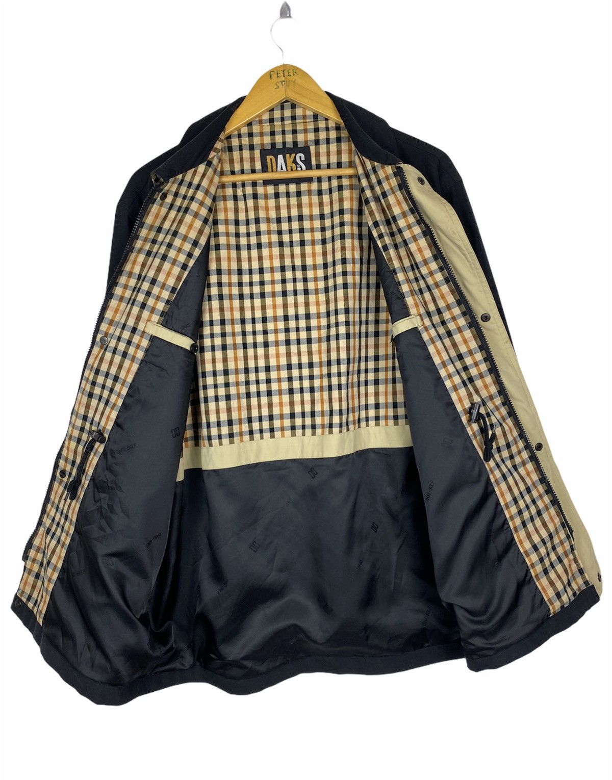 image of Daks London Dark London Novacheck Lining Jacket - Zip Broken in Black, Men's (Size Large)