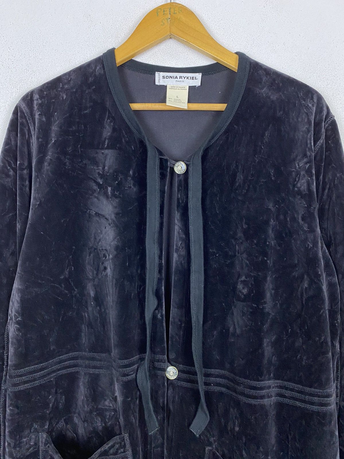 Designer × Sonia Rykiel SONIA RYKIEL MADE FRANCE VELVET CARDIGAN Size US L / EU 52-54 / 3 - 4 Thumbnail
