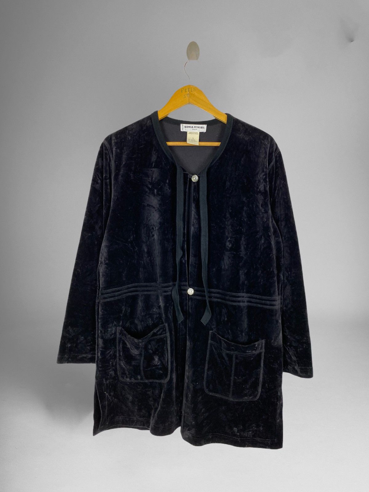image of Sonia Rykiel Made France Velvet Cardigan in Black, Men's (Size Large)