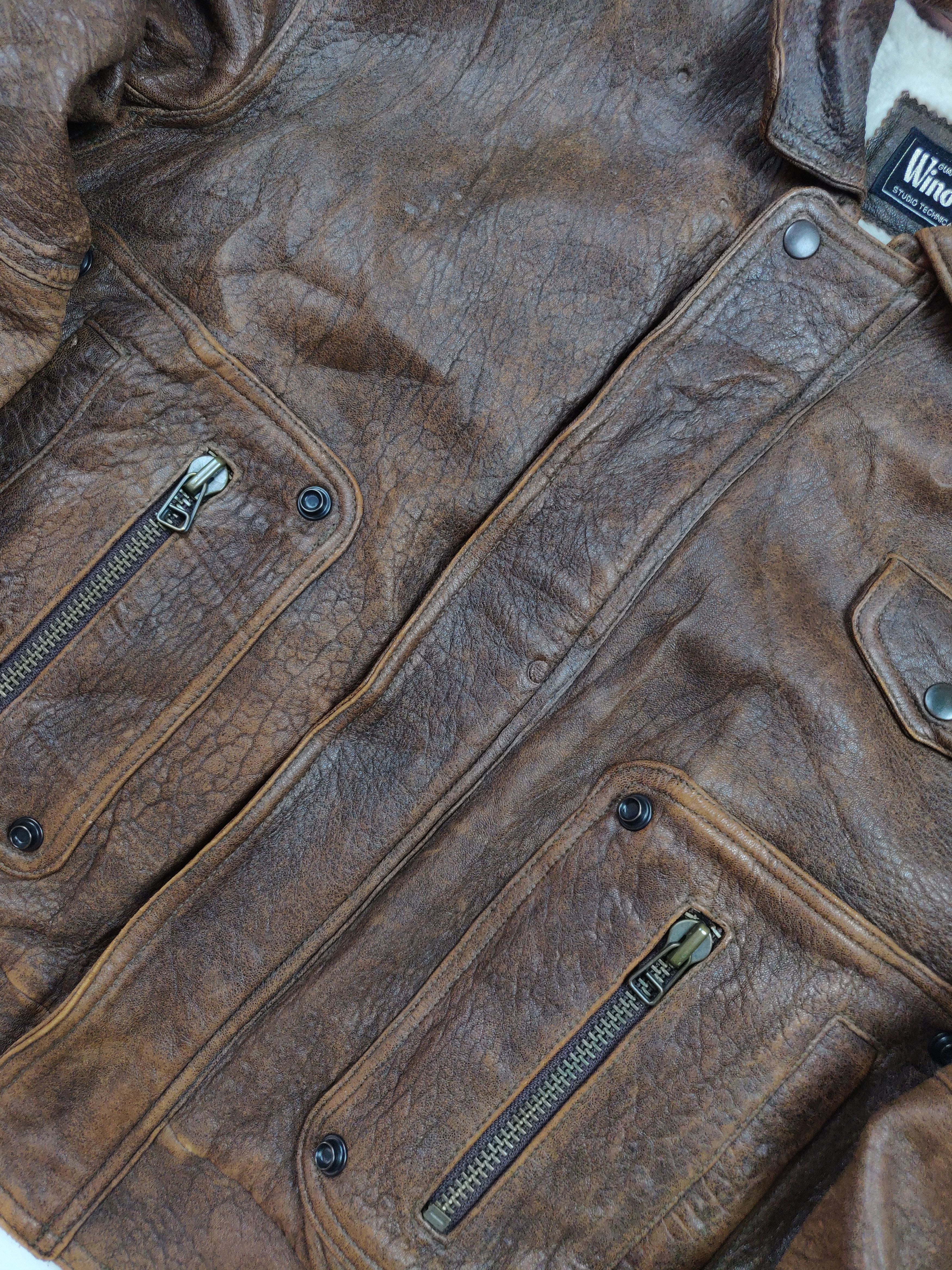 Genuine Leather Wind Armor Sheep Skin Leather Heavy Jacket Outerwear Size US XL / EU 56 / 4 - 6 Thumbnail