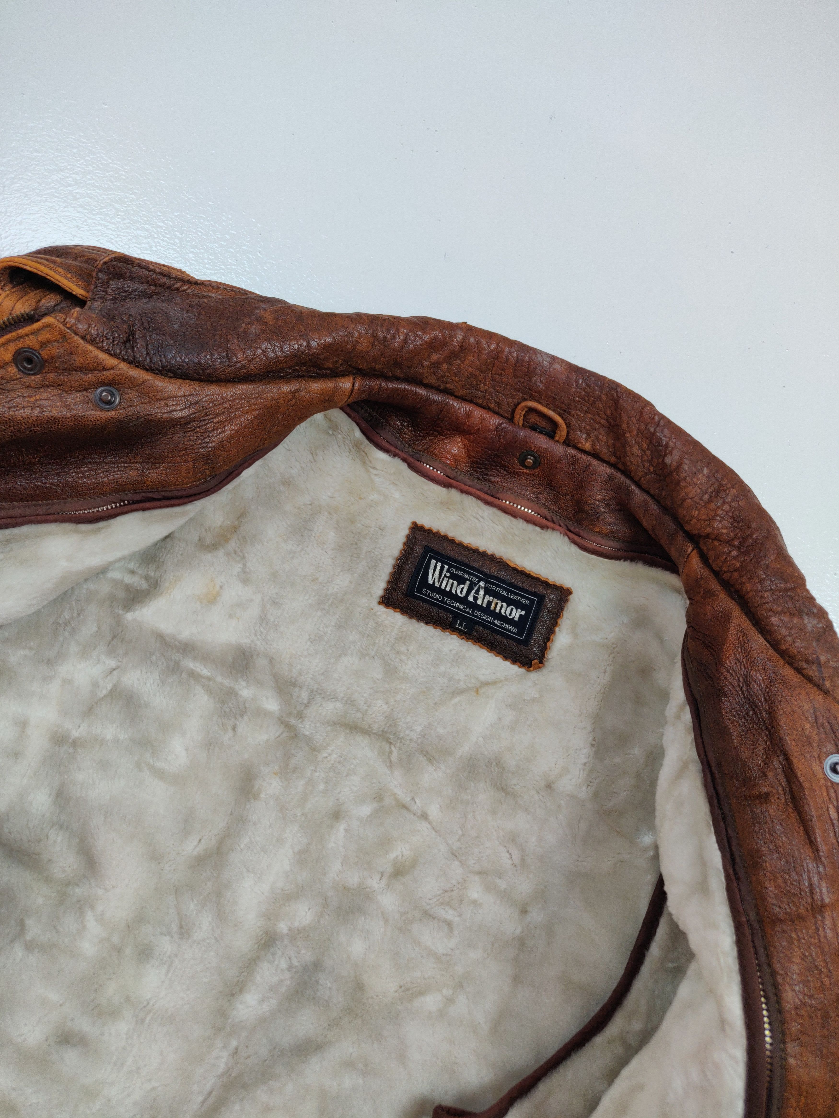 Genuine Leather Wind Armor Sheep Skin Leather Heavy Jacket Outerwear Size US XL / EU 56 / 4 - 8 Thumbnail