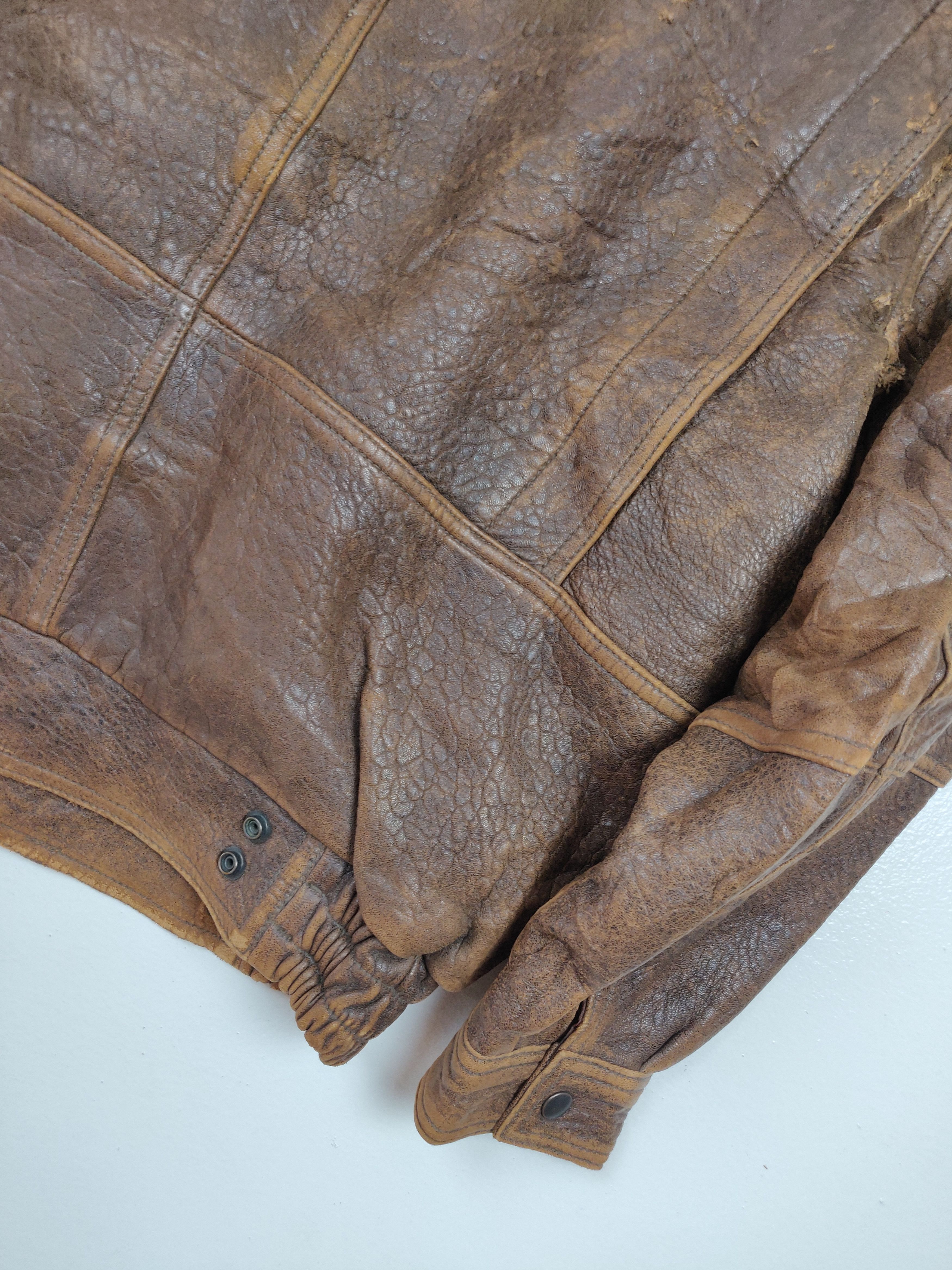 Genuine Leather Wind Armor Sheep Skin Leather Heavy Jacket Outerwear Size US XL / EU 56 / 4 - 13 Thumbnail