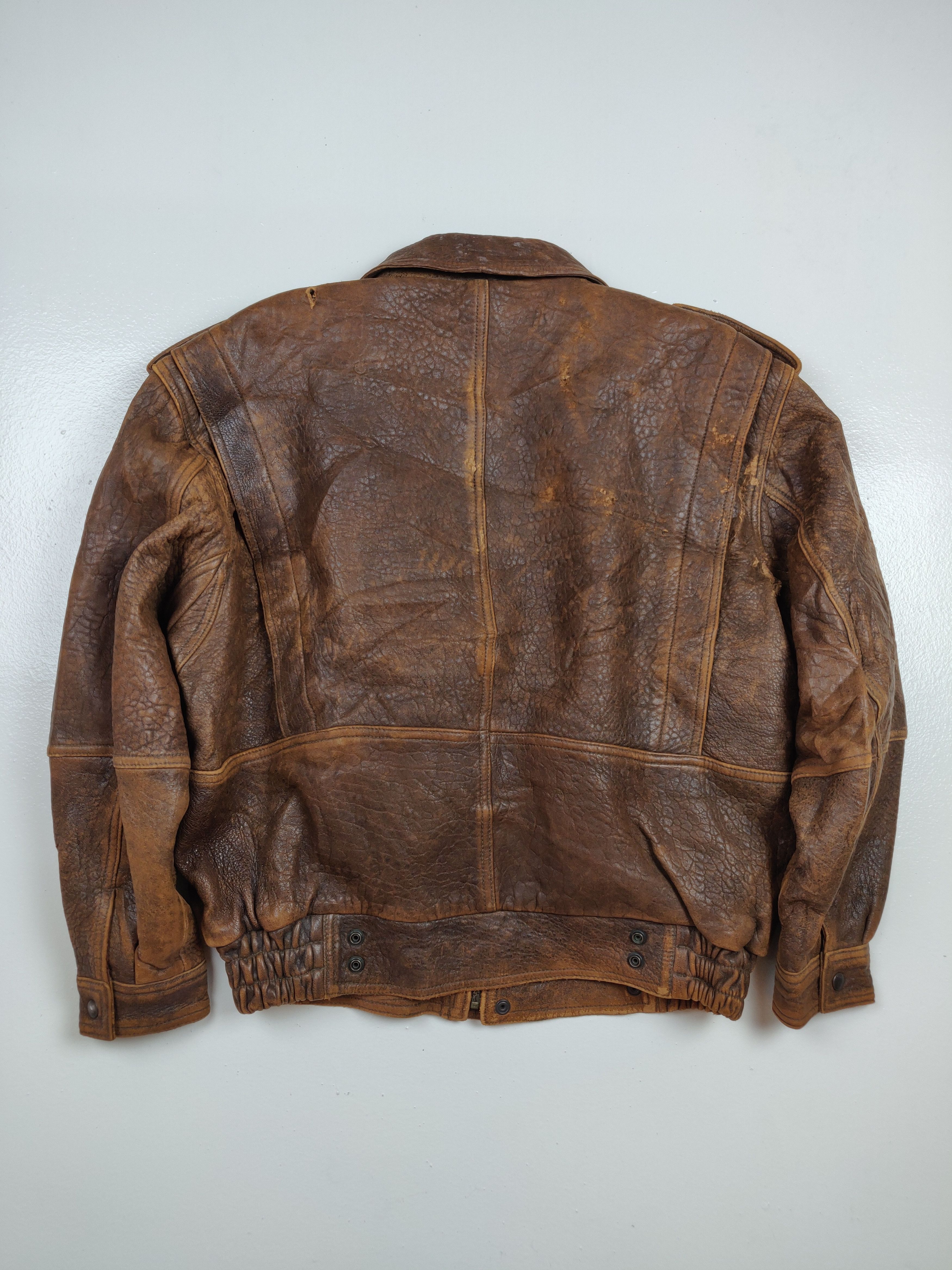 Genuine Leather Wind Armor Sheep Skin Leather Heavy Jacket Outerwear Size US XL / EU 56 / 4 - 9 Thumbnail