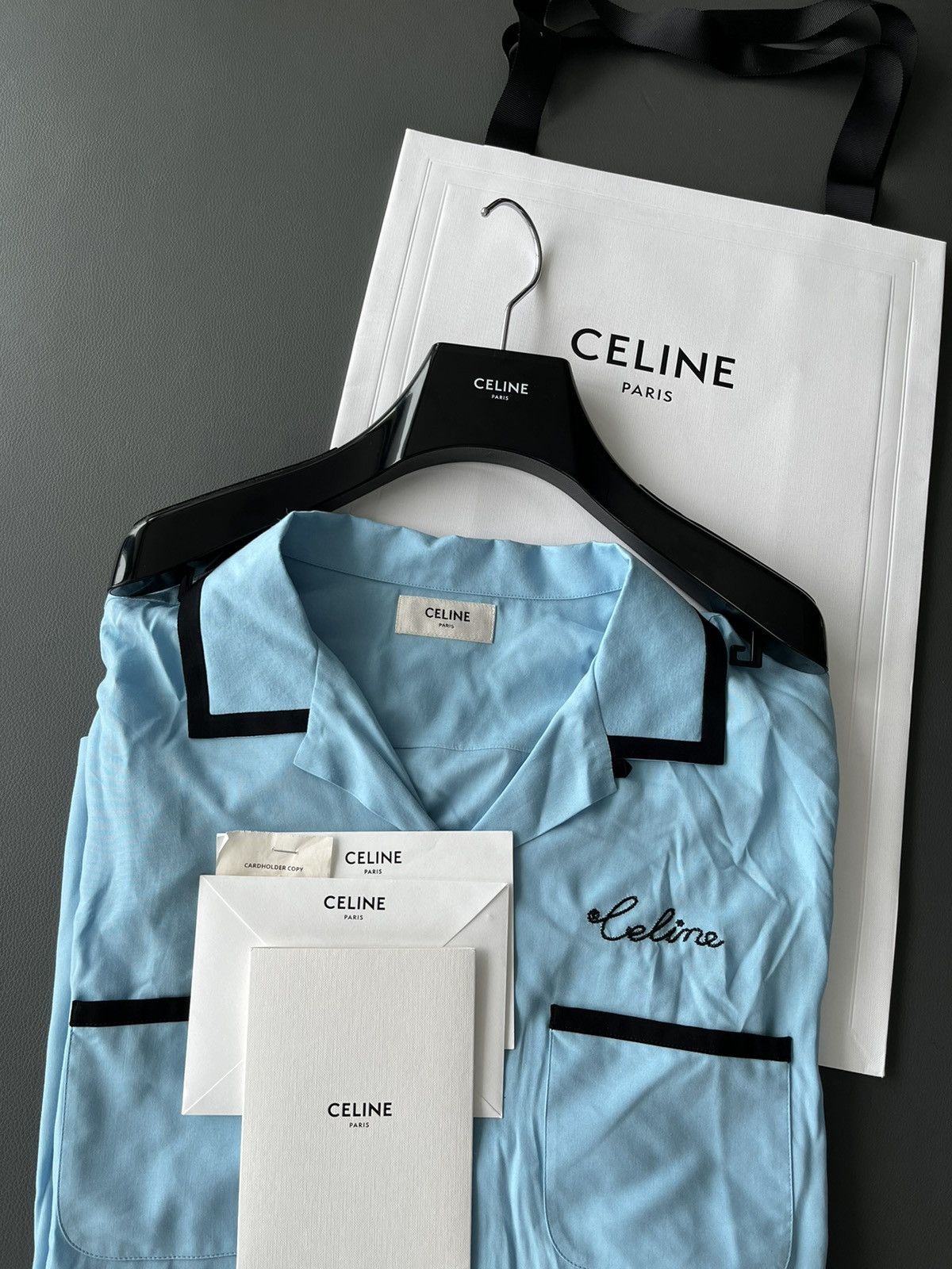 Celine × Hedi Slimane Rare Super Runway Celine by Hedi Logo Brand New Shirt Size US L / EU 52-54 / 3 - 12 Thumbnail