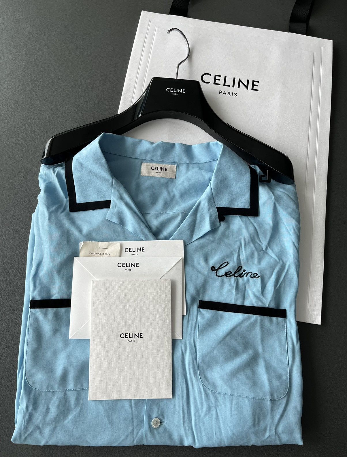 Celine × Hedi Slimane Rare Super Runway Celine by Hedi Logo Brand New Shirt Size US L / EU 52-54 / 3 - 2 Thumbnail