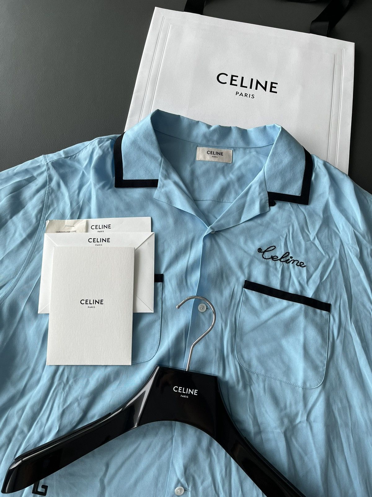 Celine × Hedi Slimane Rare Super Runway Celine by Hedi Logo Brand New Shirt Size US L / EU 52-54 / 3 - 4 Thumbnail