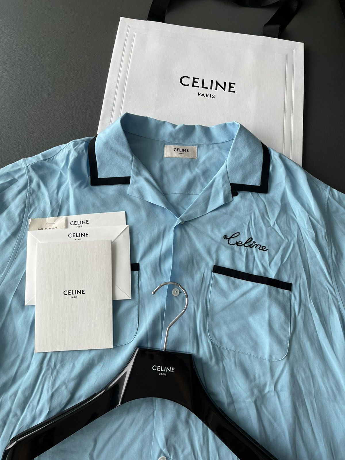 Celine × Hedi Slimane Rare Super Runway Celine by Hedi Logo Brand New Shirt Size US L / EU 52-54 / 3 - 13 Thumbnail