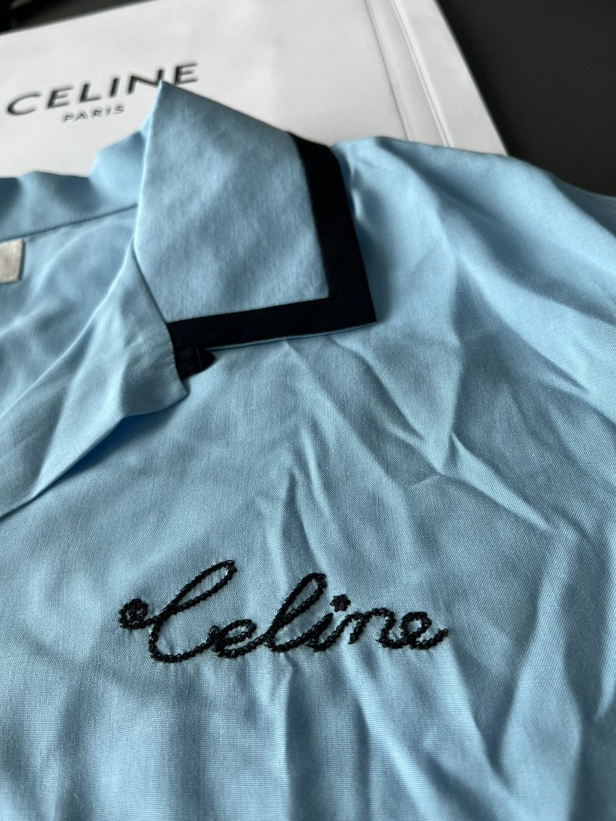 Celine × Hedi Slimane Rare Super Runway Celine by Hedi Logo Brand New Shirt Size US L / EU 52-54 / 3 - 14 Thumbnail