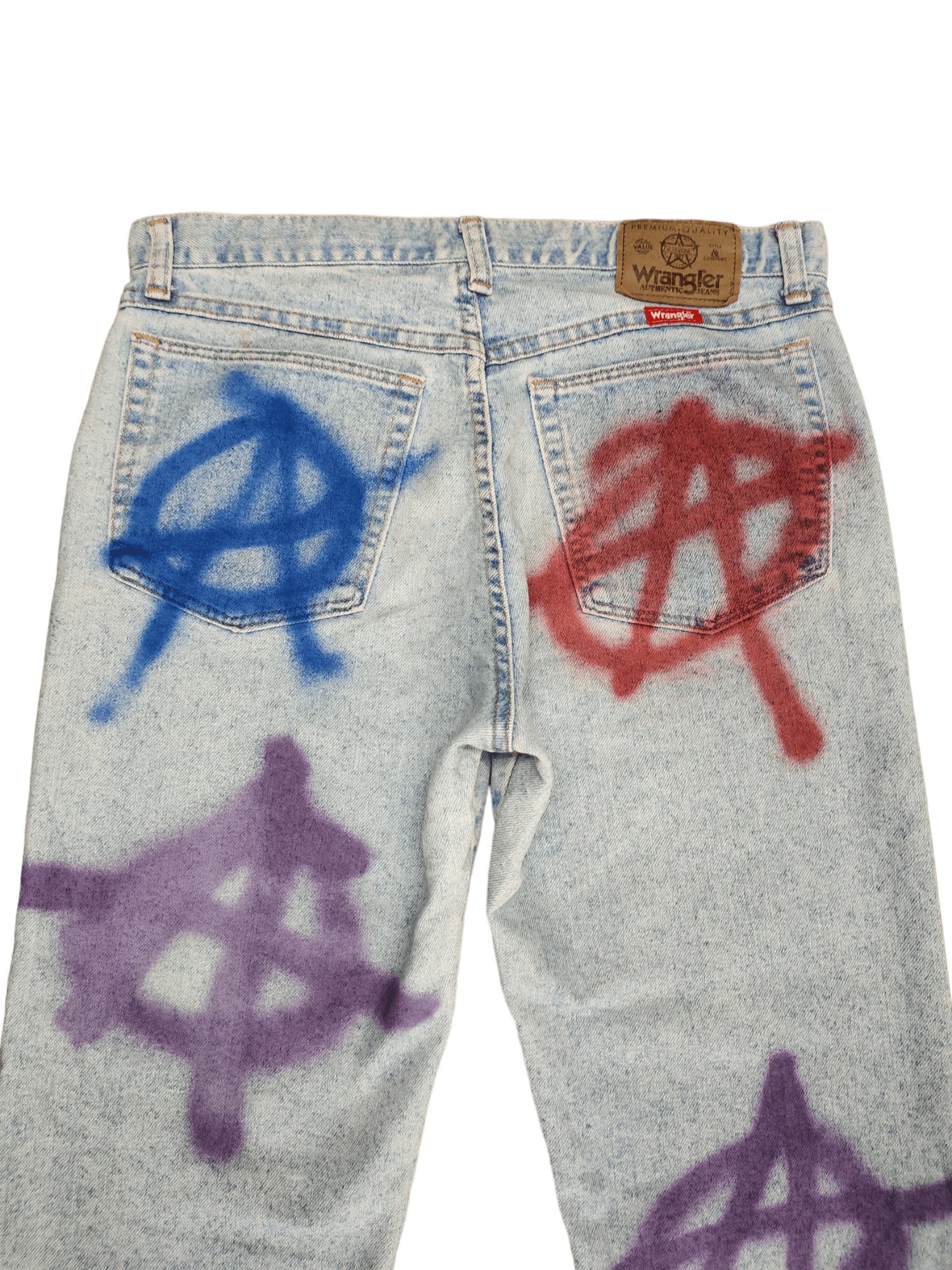 Wrangler Vintage 80s Wrangler X Anarchy Punk Logo Denim Pants Size US 31 - 7 Thumbnail