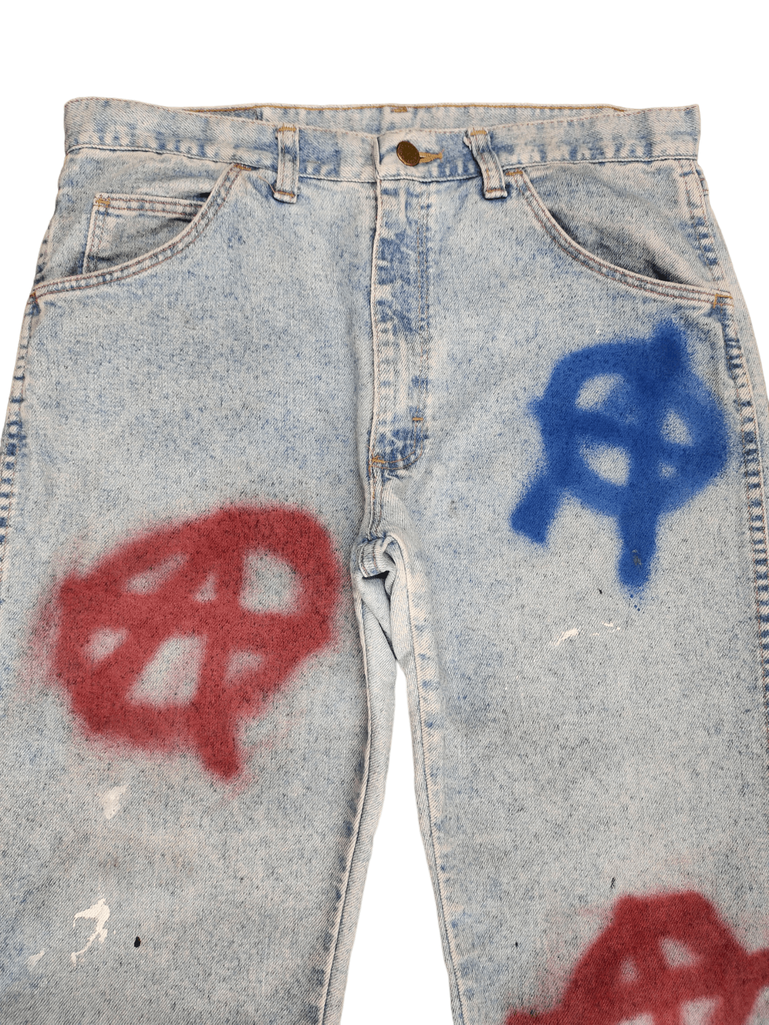 Wrangler Vintage 80s Wrangler X Anarchy Punk Logo Denim Pants Size US 31 - 2 Thumbnail
