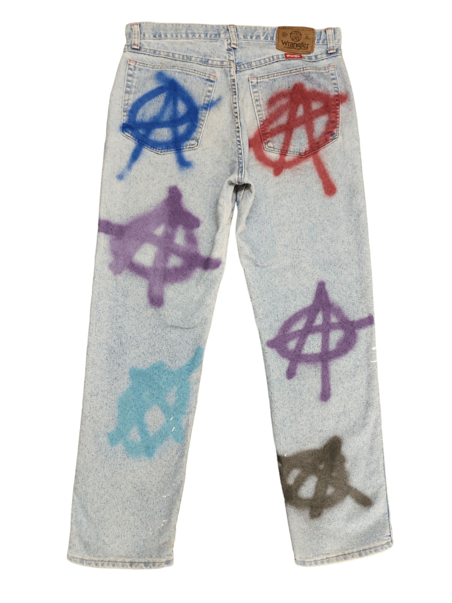 Wrangler Vintage 80s Wrangler X Anarchy Punk Logo Denim Pants Size US 31 - 6 Thumbnail
