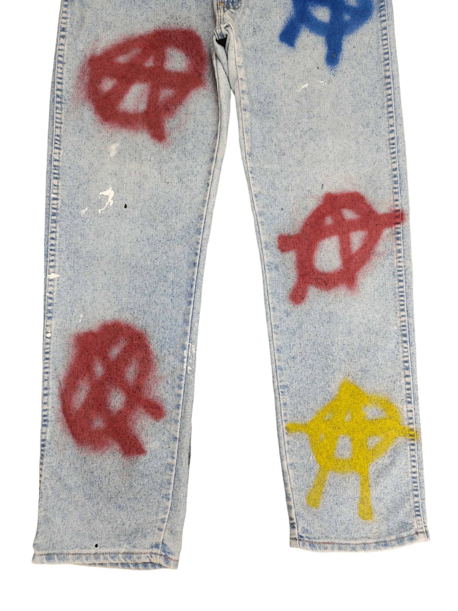 Wrangler Vintage 80s Wrangler X Anarchy Punk Logo Denim Pants Size US 31 - 5 Thumbnail