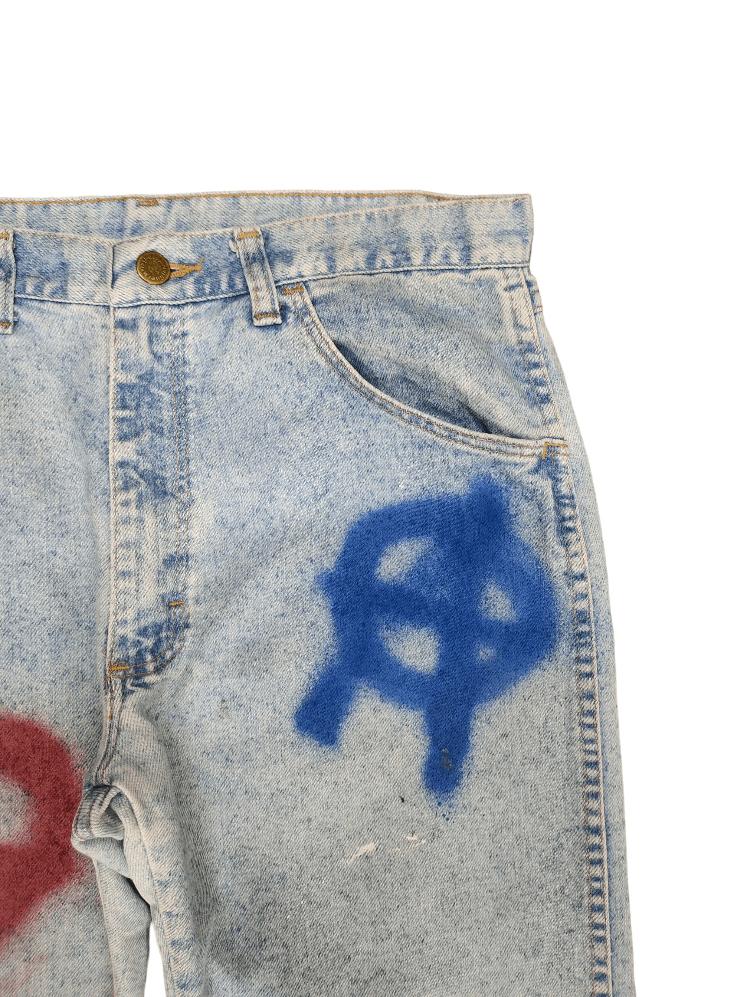 Wrangler Vintage 80s Wrangler X Anarchy Punk Logo Denim Pants Size US 31 - 3 Thumbnail