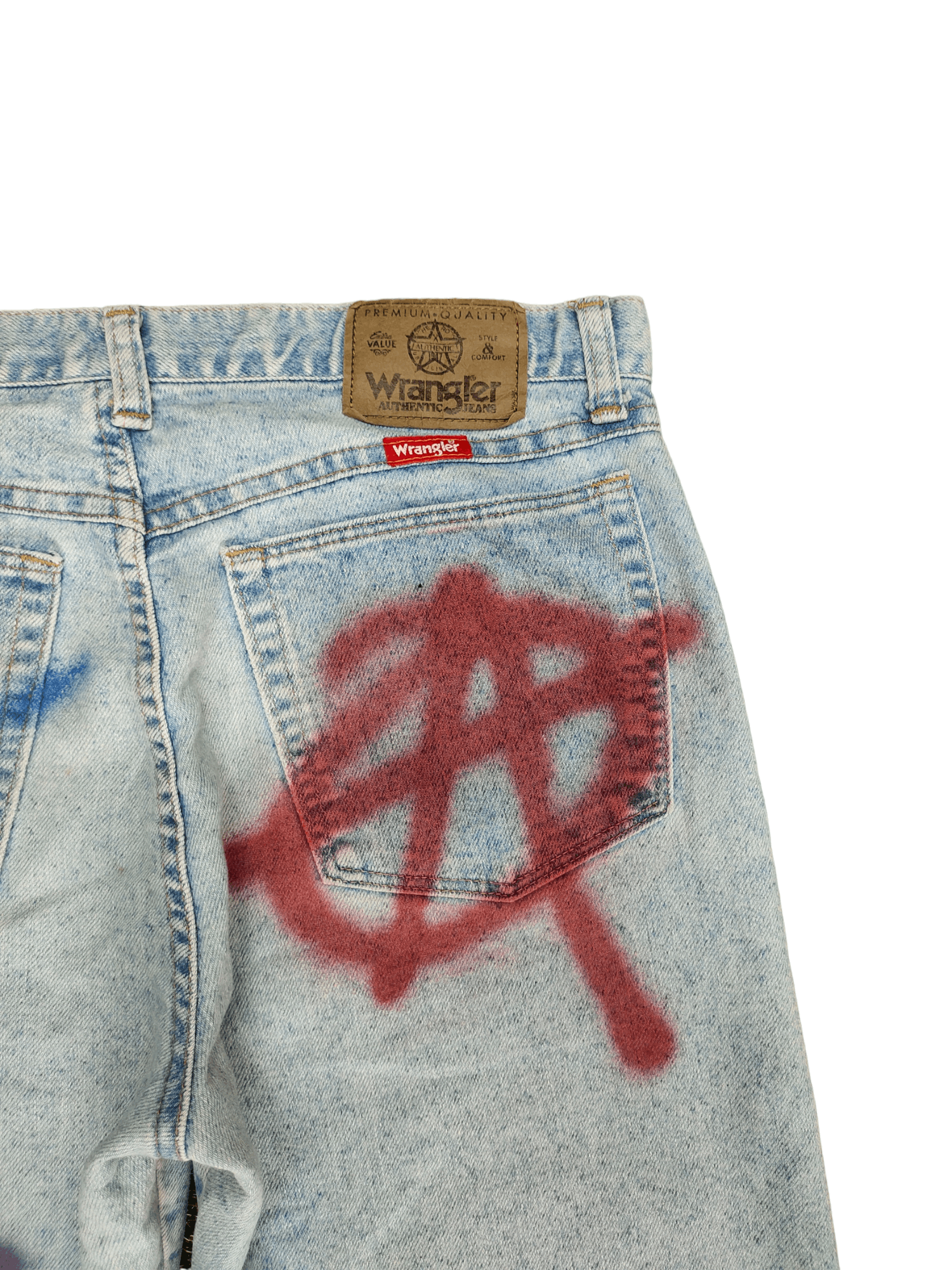 Wrangler Vintage 80s Wrangler X Anarchy Punk Logo Denim Pants Size US 31 - 8 Thumbnail