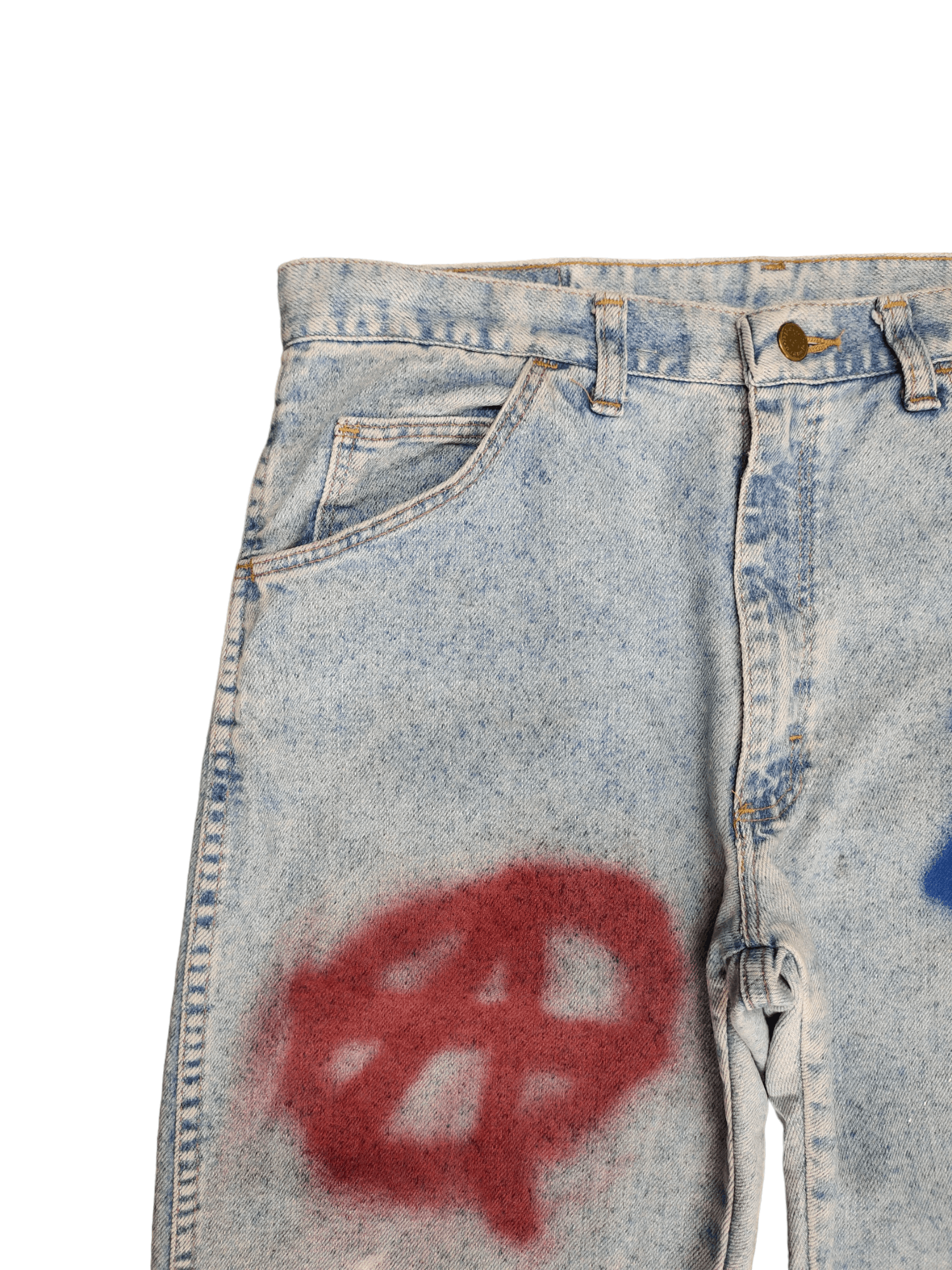 Wrangler Vintage 80s Wrangler X Anarchy Punk Logo Denim Pants Size US 31 - 4 Thumbnail