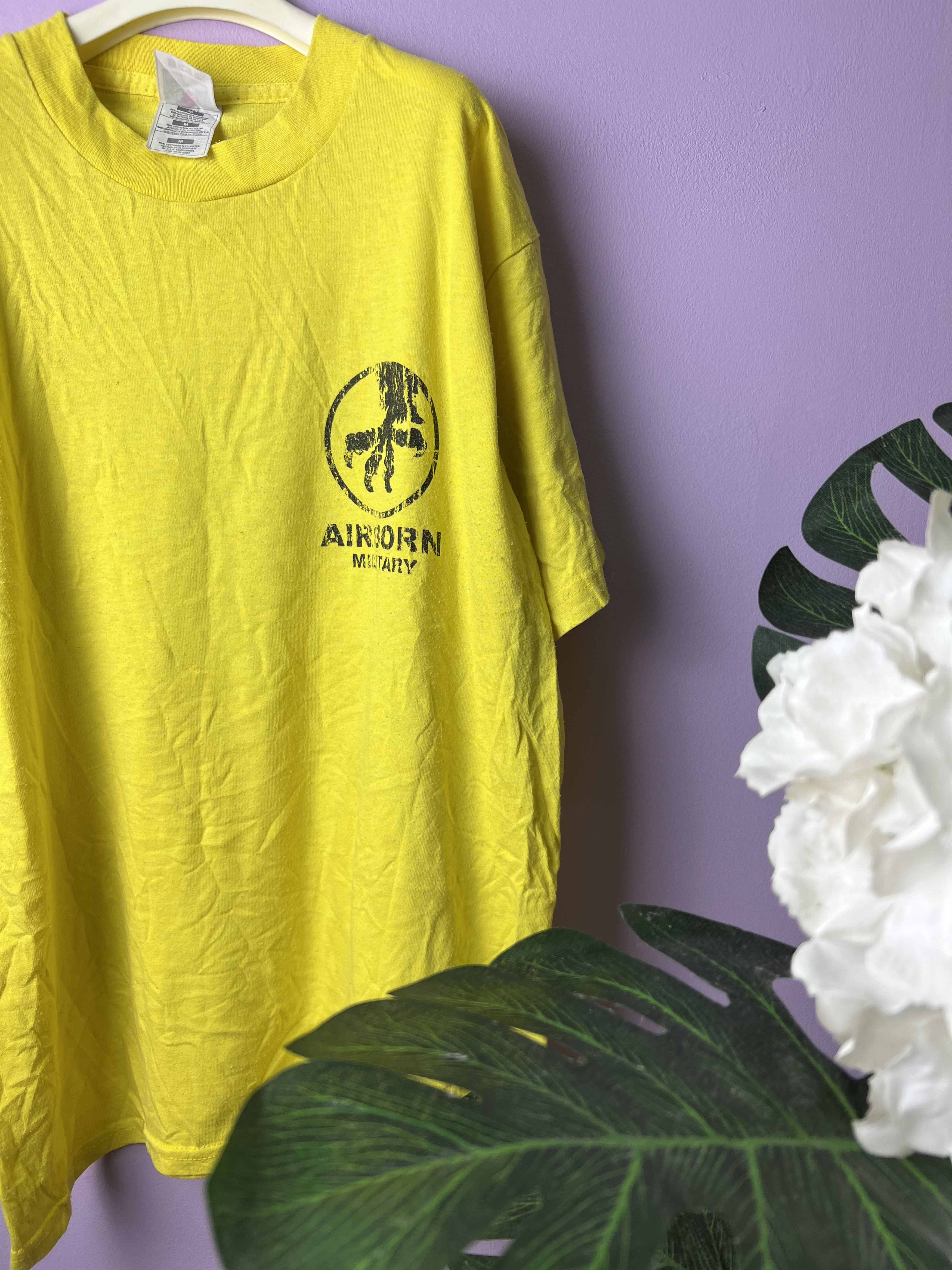 Vintage 🔥Vintage Yellow Airborn Military Scorpion Tees Size US M / EU 48-50 / 2 - 7 Thumbnail