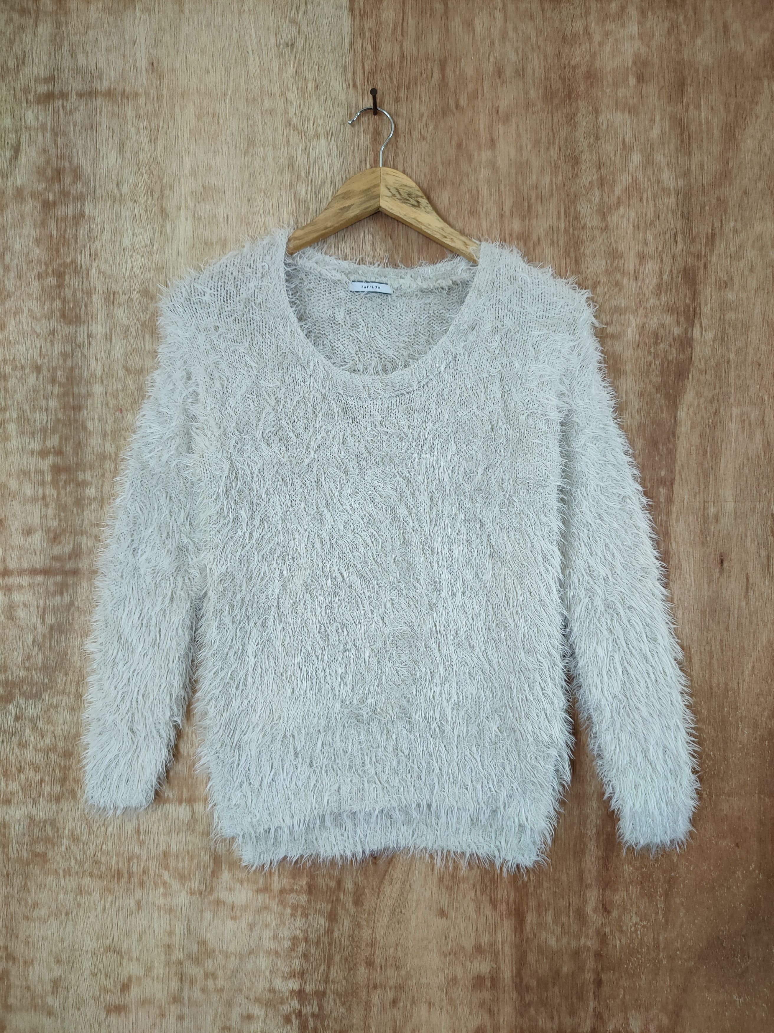 image of Coloured Cable Knit Sweater x Homespun Knitwear Bayflow Soft Fur Mohair Knitwear Japan Shag Shaggy 