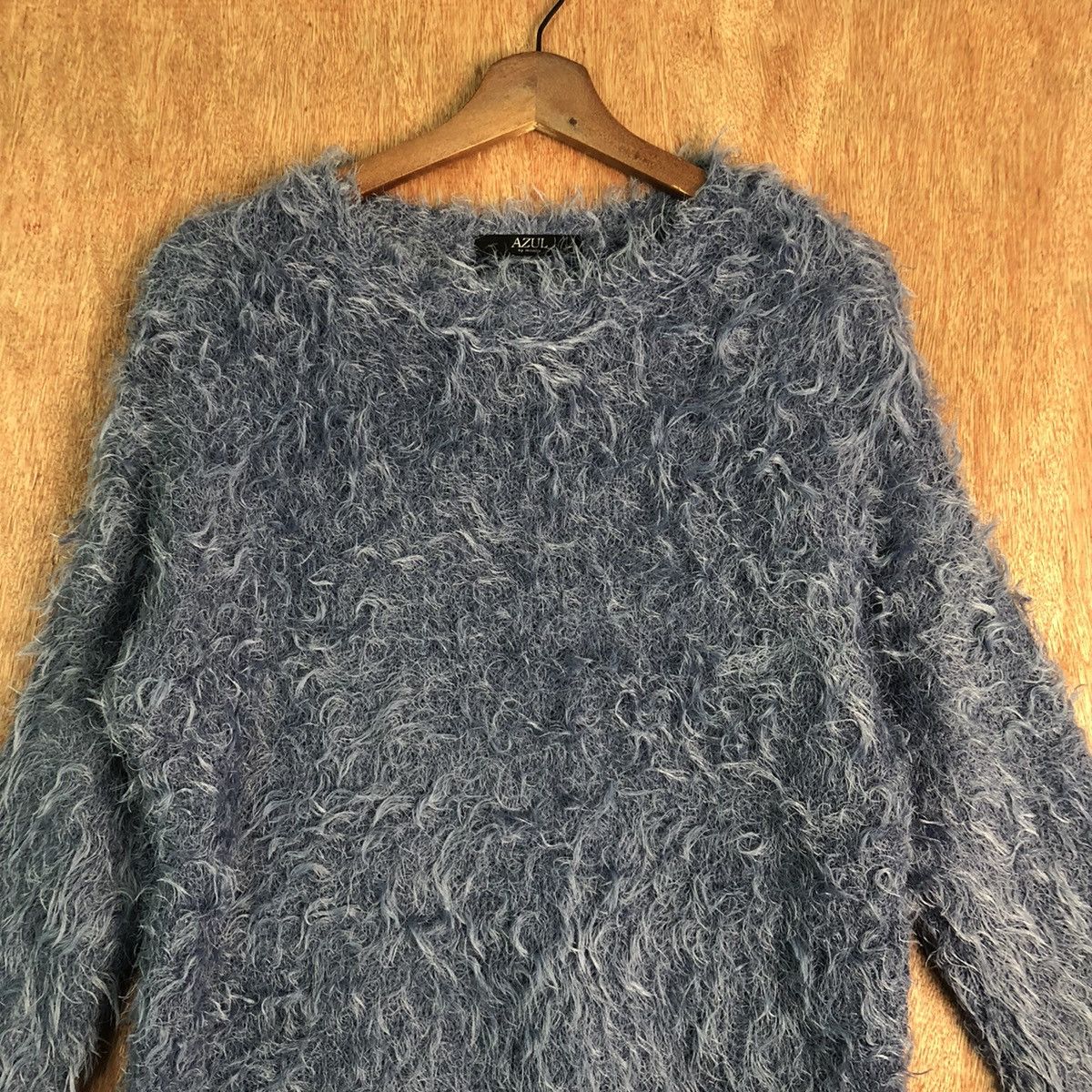 If Six Was Nine × Japanese Brand Azul Slate Blue Mohair Shag Shaggy Knitwear Size L / US 10 / IT 46 - 2 Thumbnail