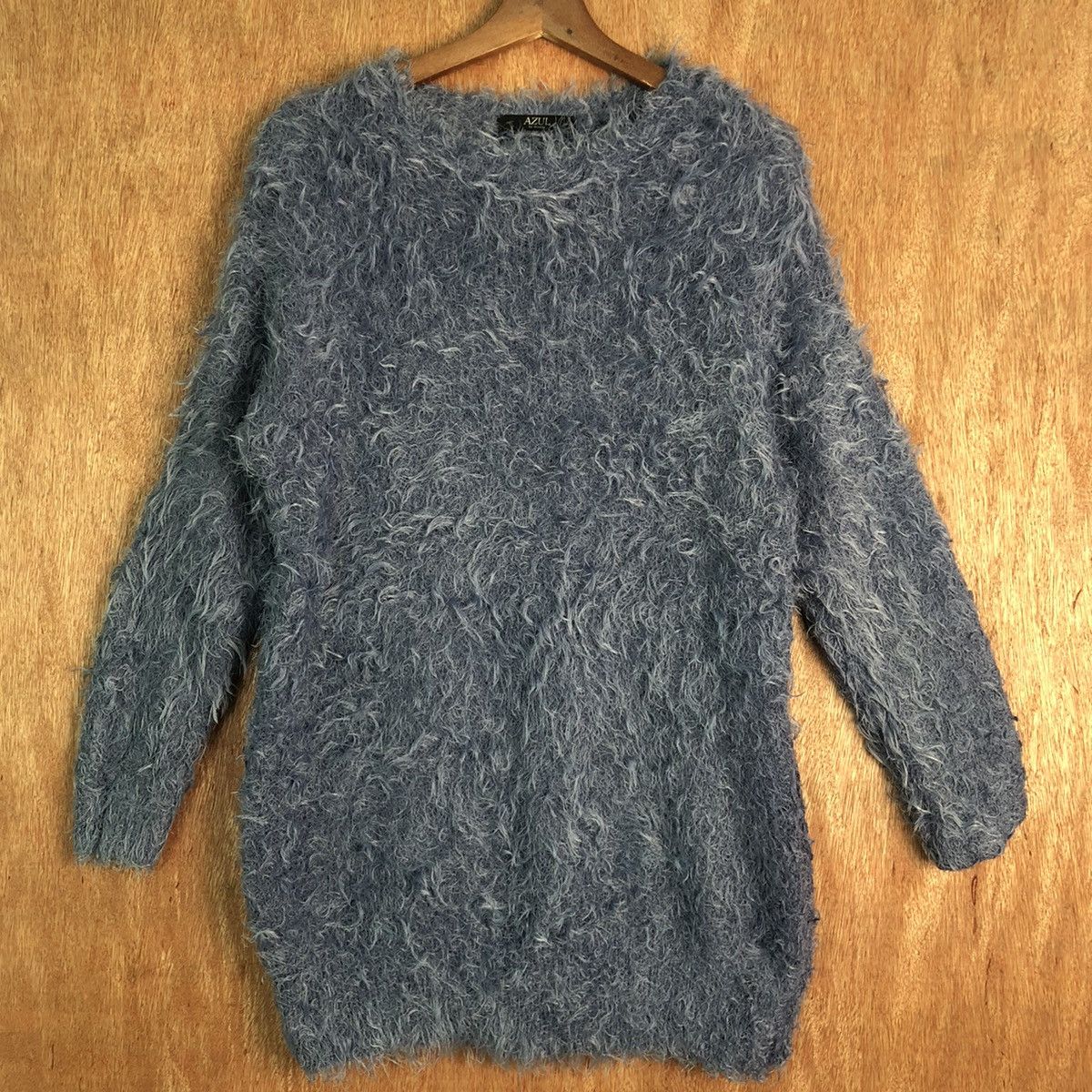 If Six Was Nine × Japanese Brand Azul Slate Blue Mohair Shag Shaggy Knitwear Size L / US 10 / IT 46 - 3 Thumbnail
