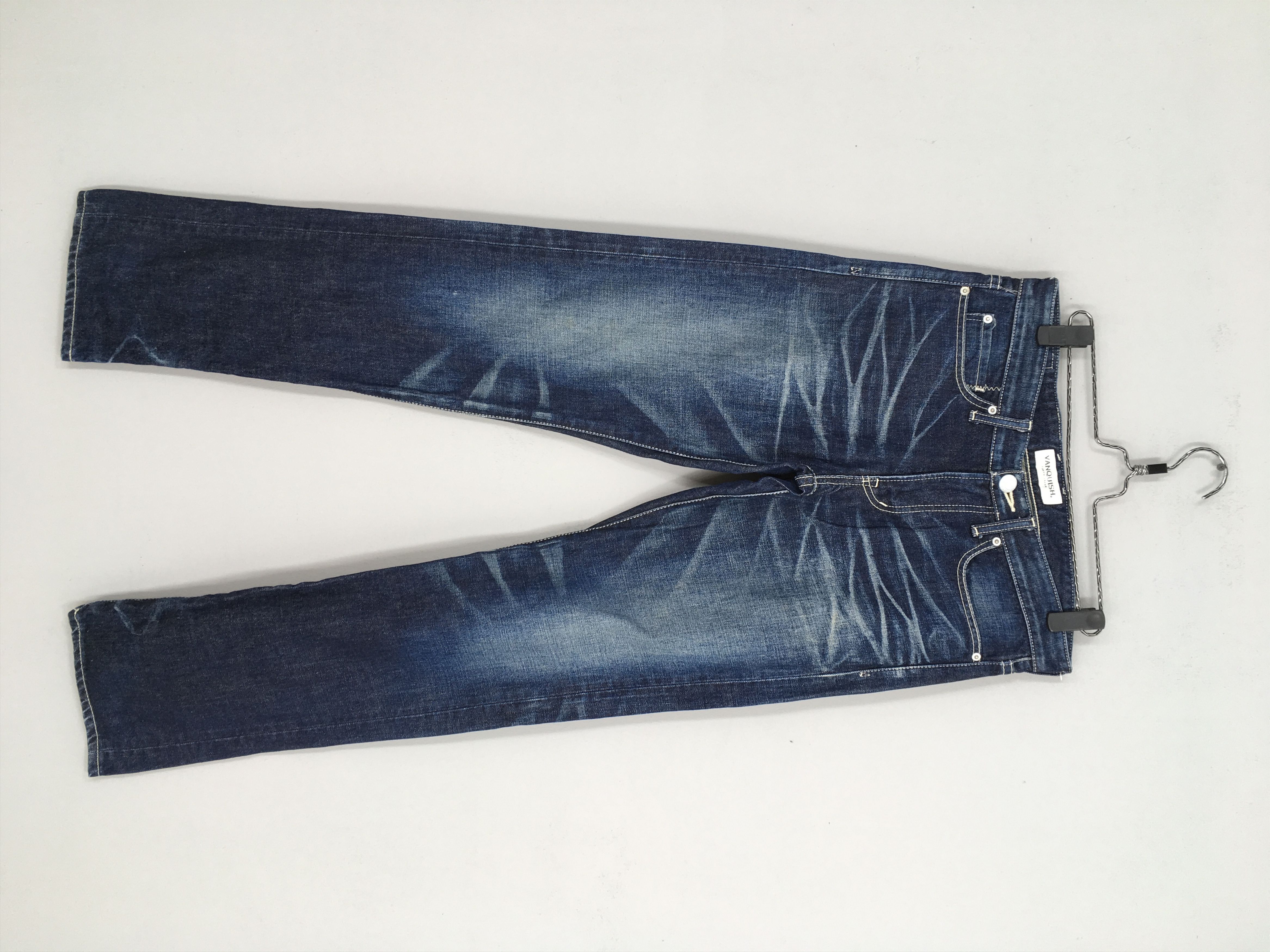 image of Vanquish Japan Blue Denim Faded Jeans Slim Fit Size 33, Men's