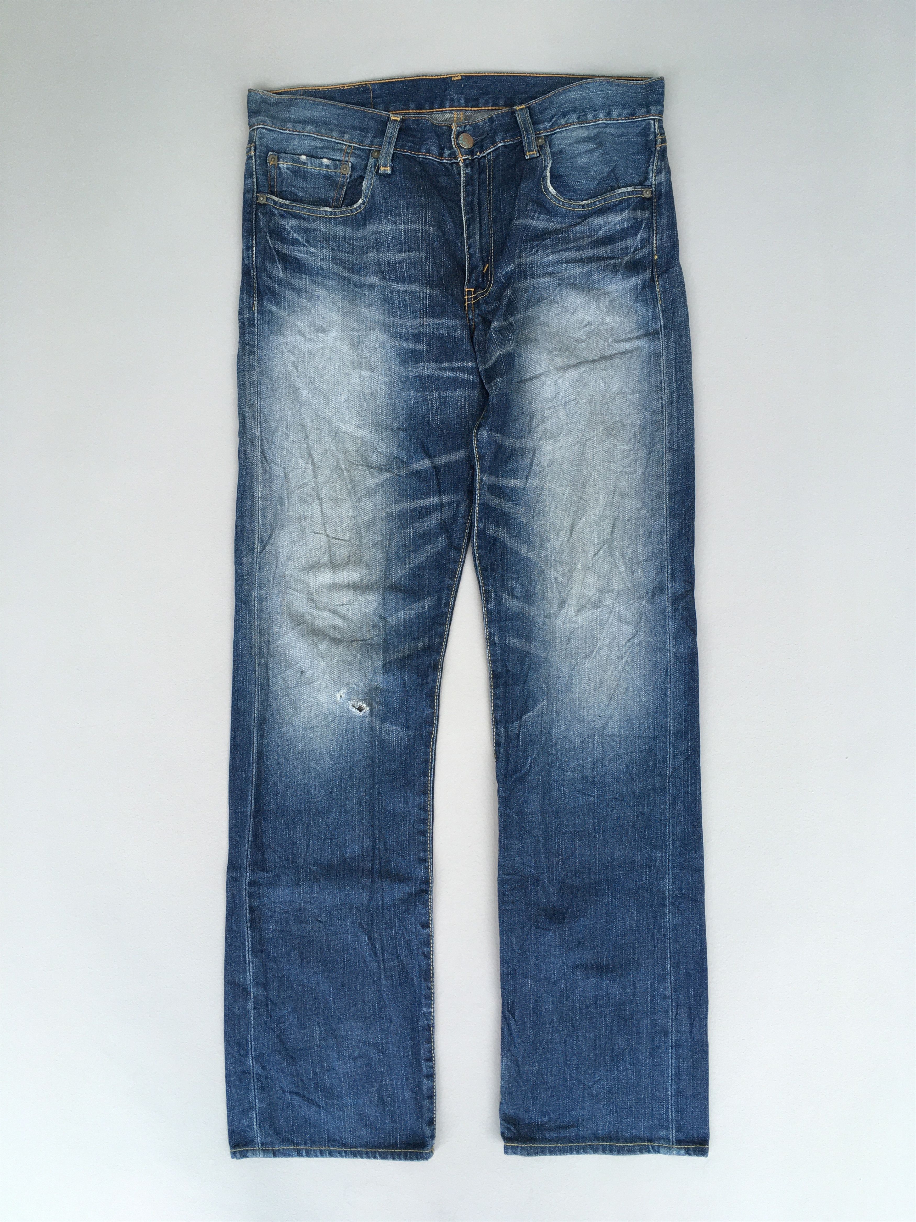 image of Jean x Levis Size 33X31.5 Vintage Levis 505 Regular Fit Stonewash Denim in Blue, Men's