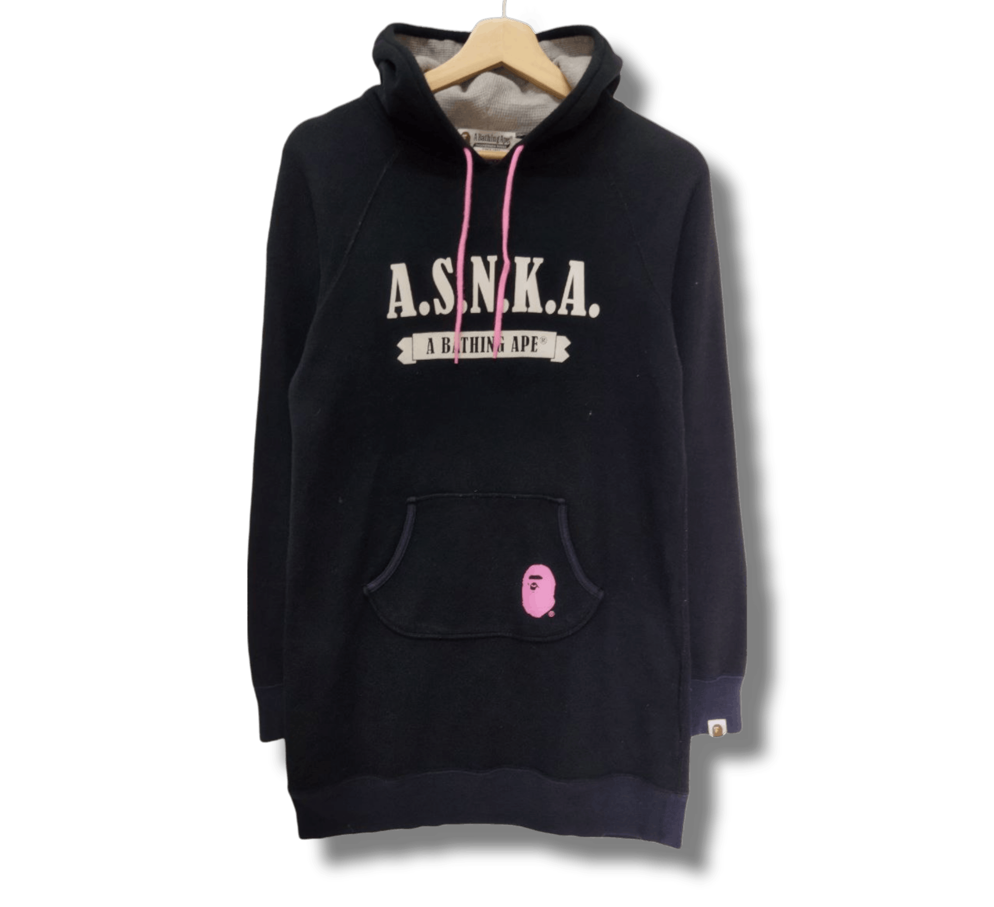 image of Bape x Nigo Asnka Pullover Long Hoodie in Black, Women's (Size Small)