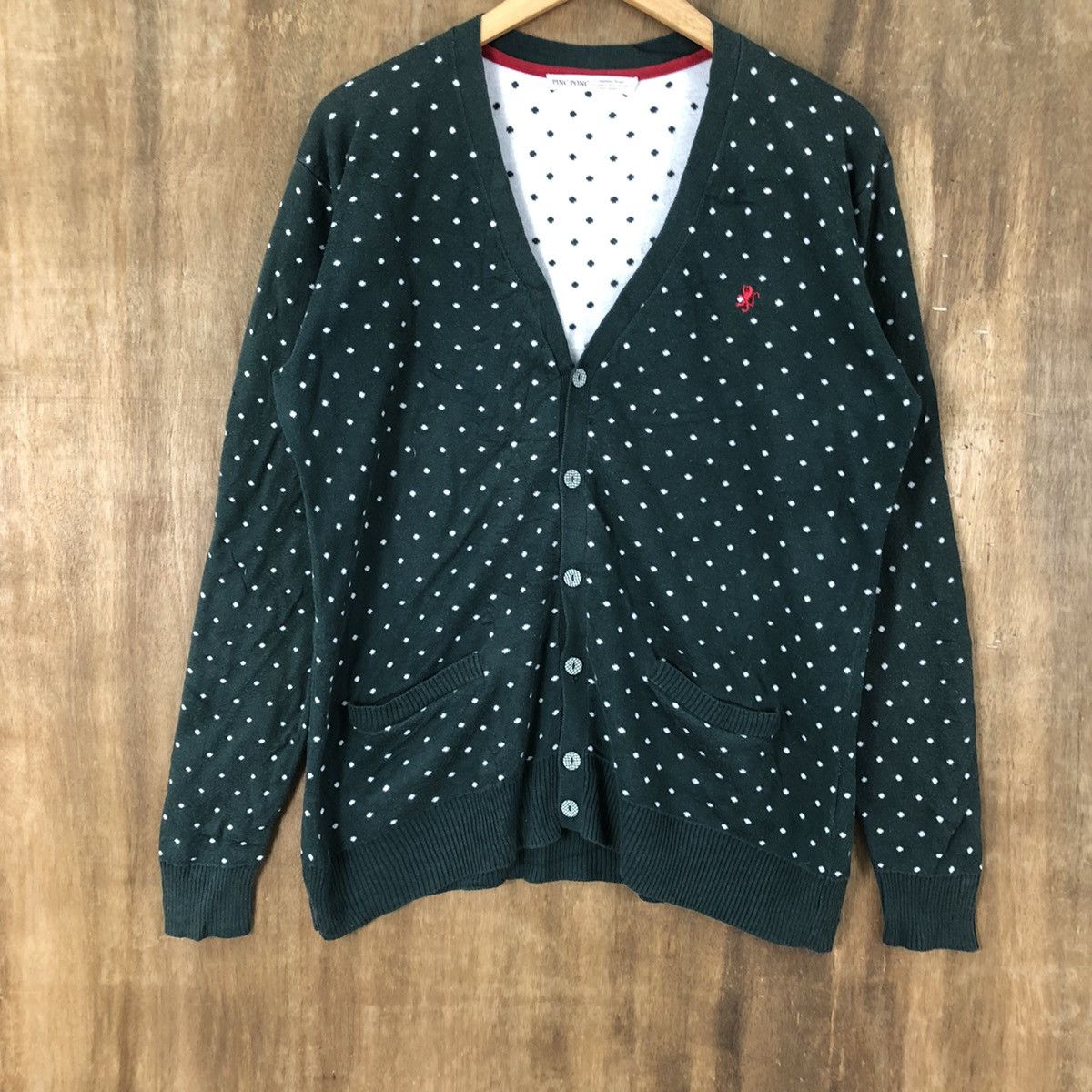 Japanese Brand Pinc Ponc Green Cardigan Knitwear #056 Size US M / EU 48-50 / 2 - 3 Thumbnail