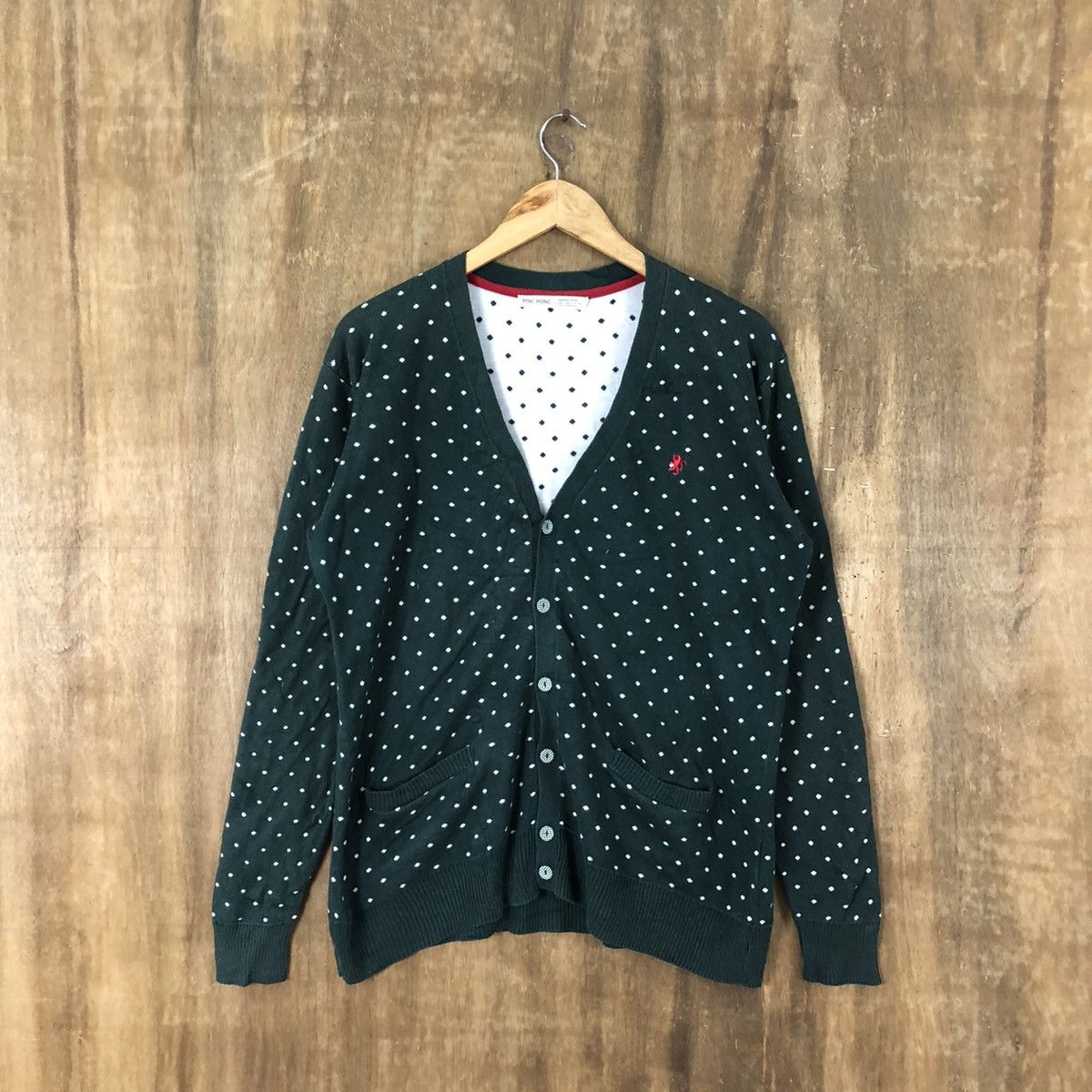 Japanese Brand Pinc Ponc Green Cardigan Knitwear #056 Size US M / EU 48-50 / 2 - 1 Thumbnail