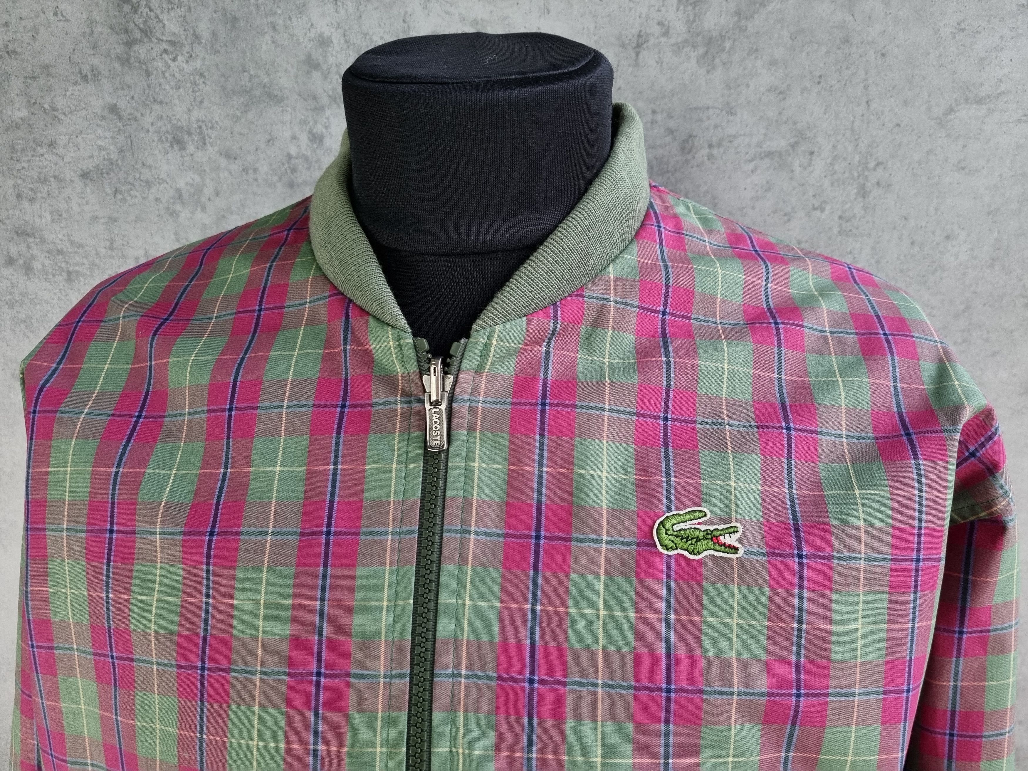 Lacoste × Vintage 90s Lacoste 2in1 Jacket Plaid Olive Reversible Rare Bomber Size US L / EU 52-54 / 3 - 17 Thumbnail