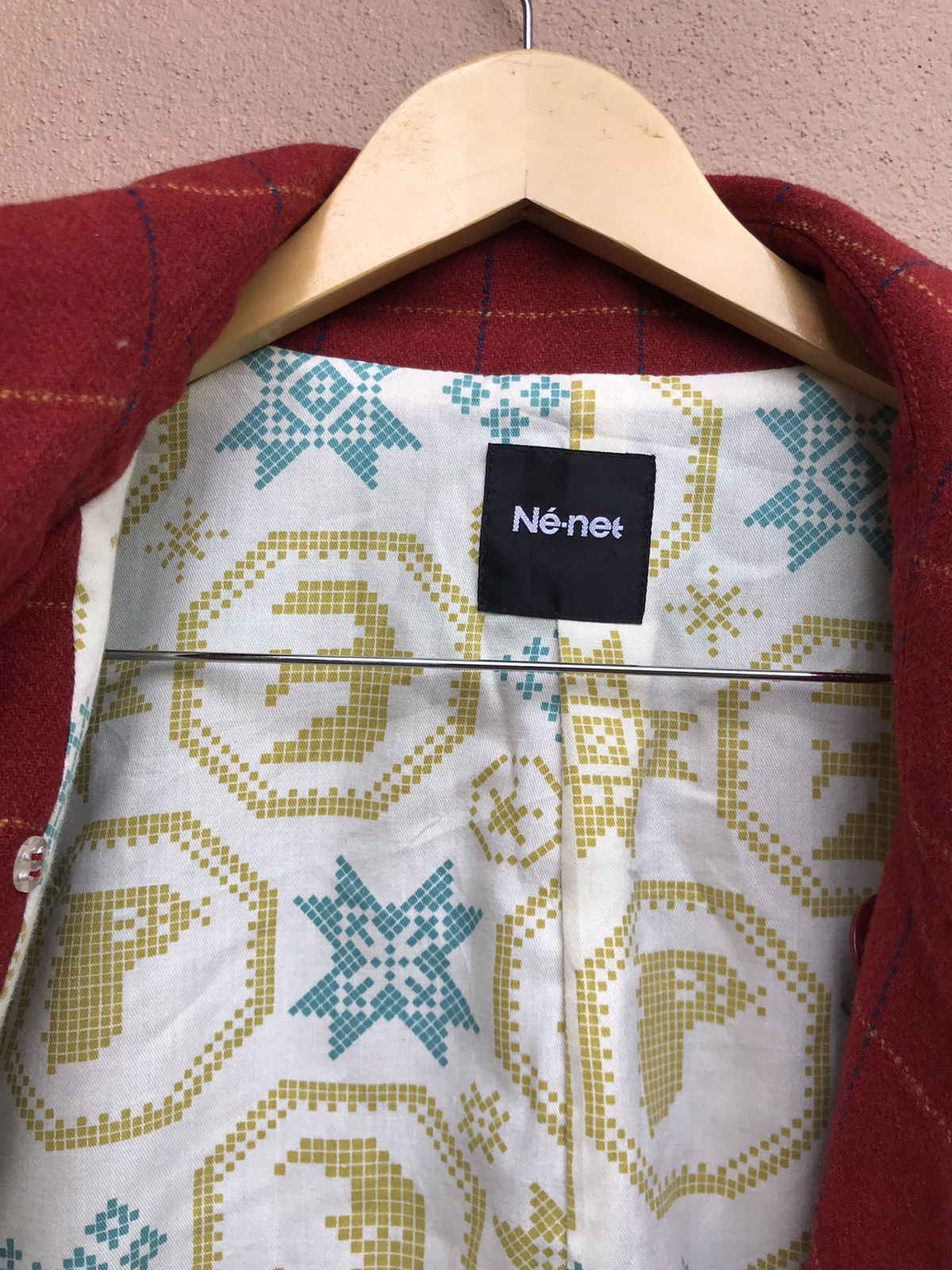Issey Miyake × Ne-Net Ne-Net by Issey Miyake Red Checkered Wool Cropped Jacket Size US S / EU 44-46 / 1 - 9 Thumbnail