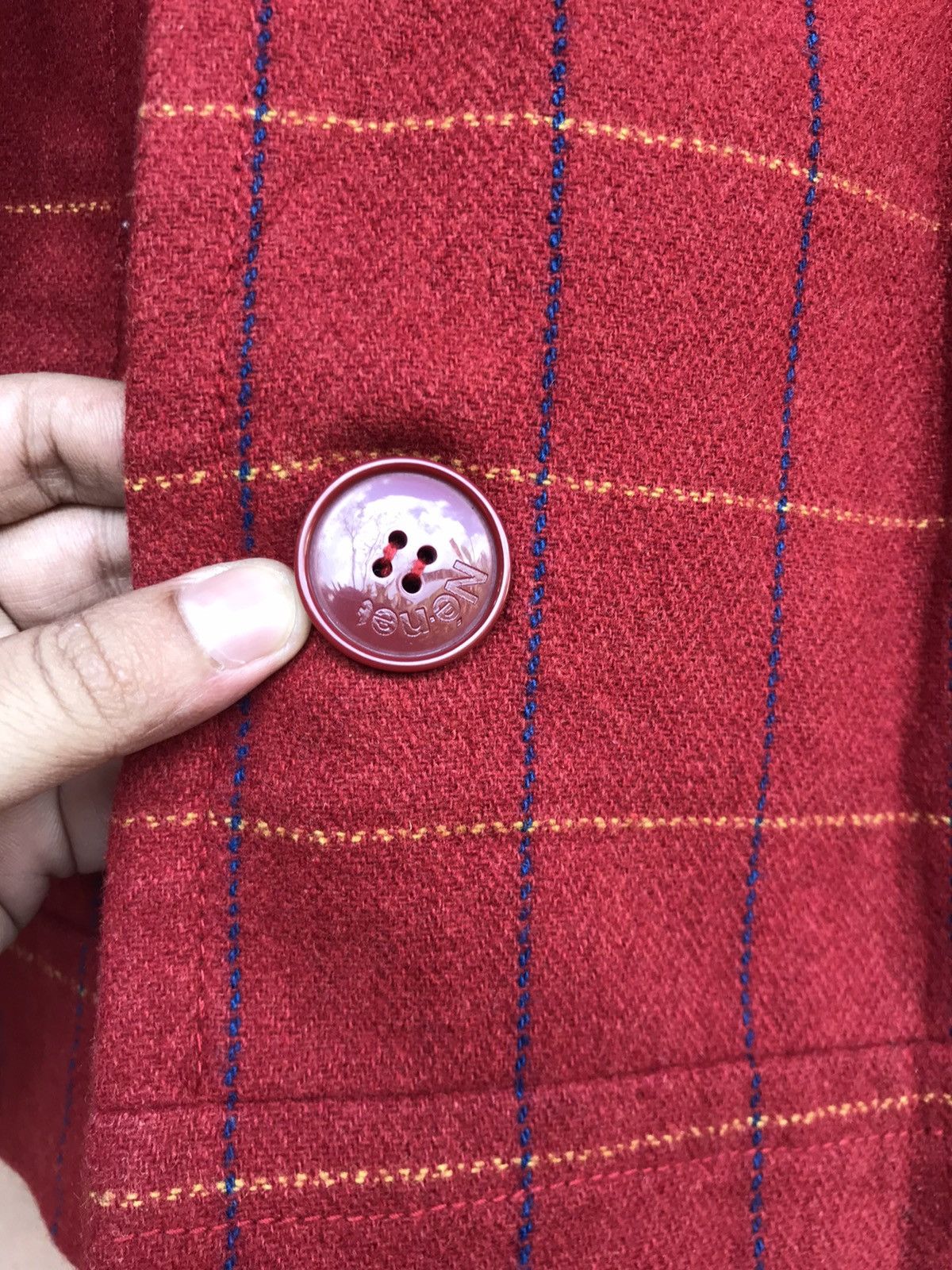 Issey Miyake × Ne-Net Ne-Net by Issey Miyake Red Checkered Wool Cropped Jacket Size US S / EU 44-46 / 1 - 8 Thumbnail