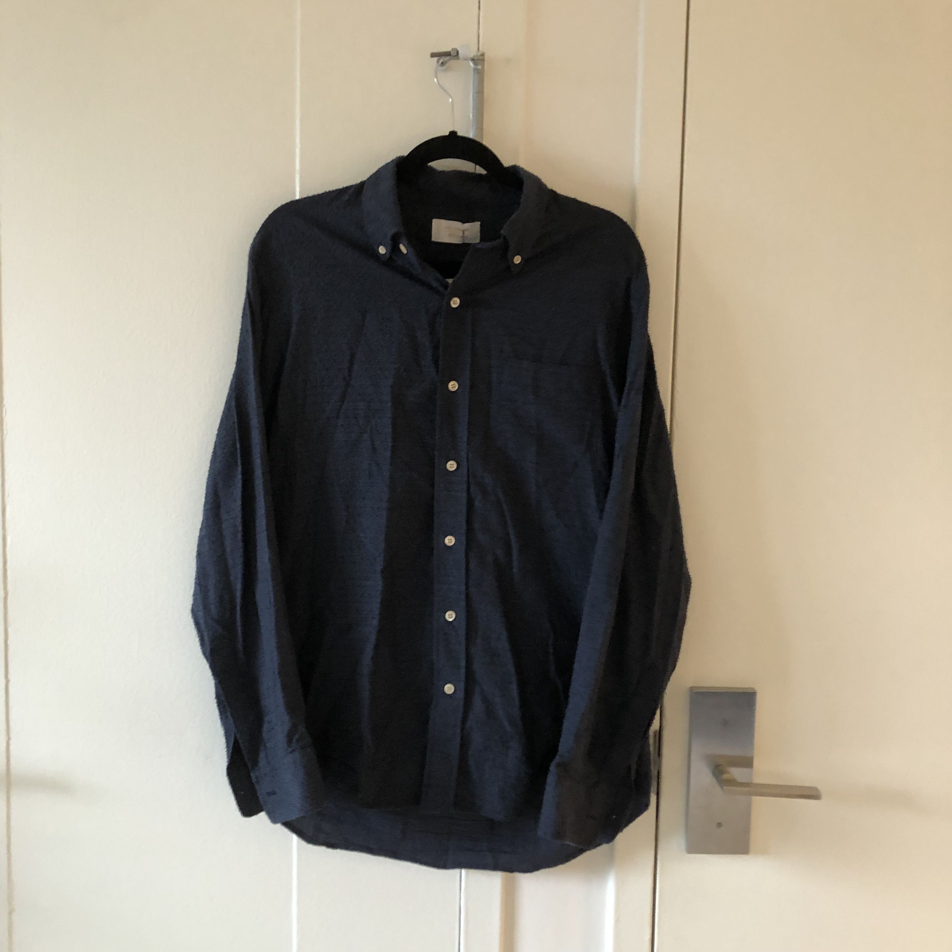image of Aime Leon Dore Fuzzed Button Up in Navy, Men's (Size Large)