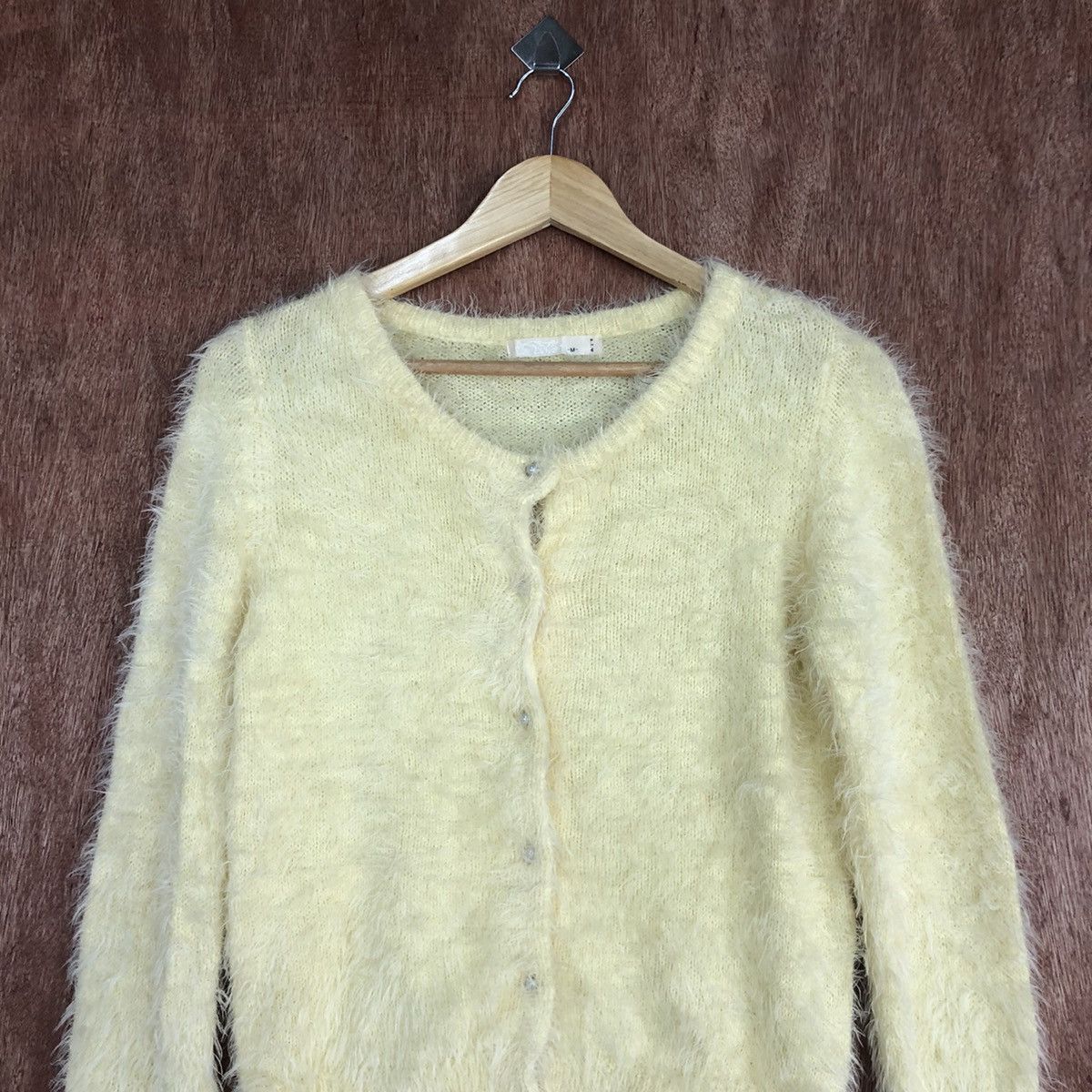 Homespun Knitwear Arrow Yellow Mohair Cardigan Knitwear #0432 Size US M / EU 48-50 / 2 - 9 Thumbnail