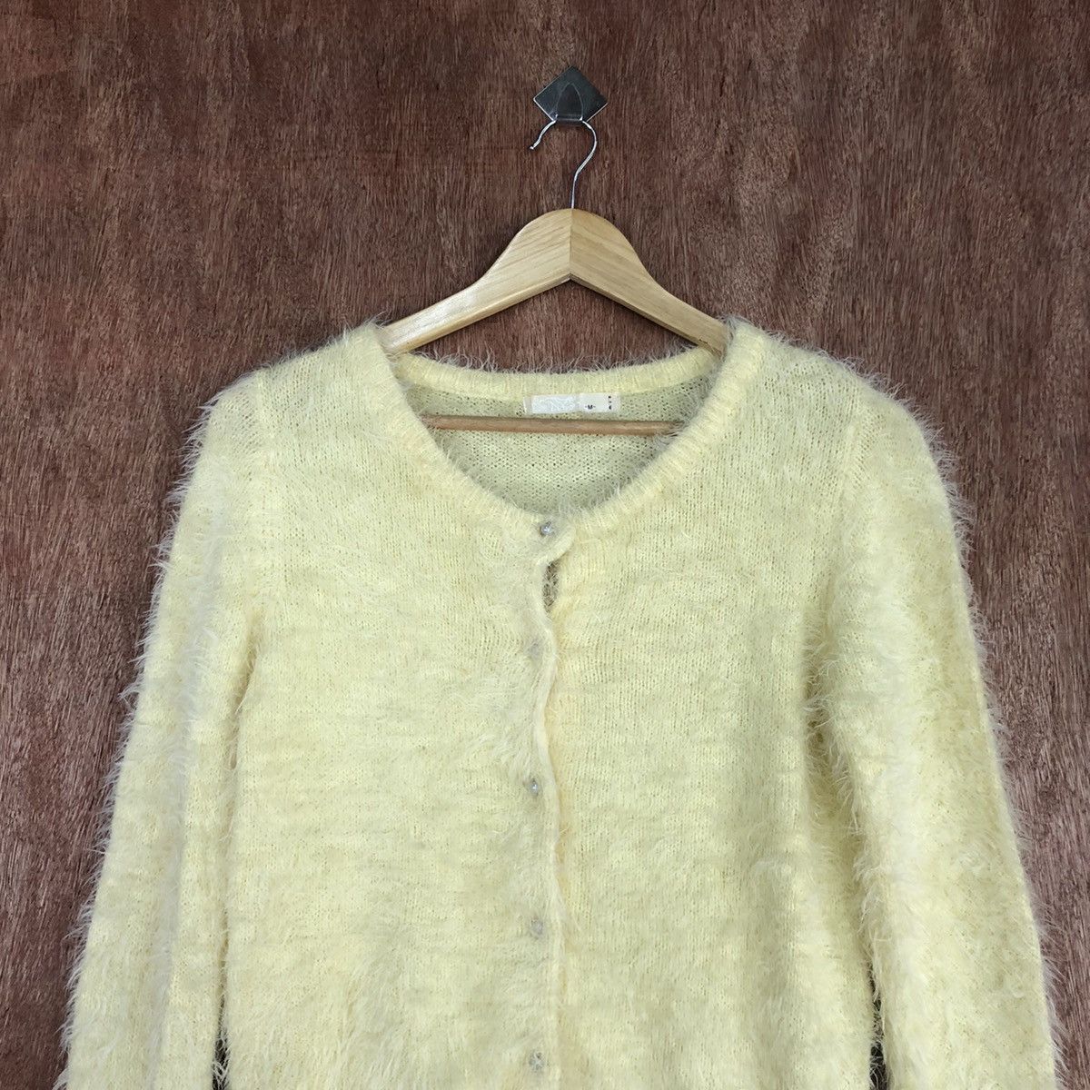 Homespun Knitwear Arrow Yellow Mohair Cardigan Knitwear #0432 Size US M / EU 48-50 / 2 - 2 Thumbnail
