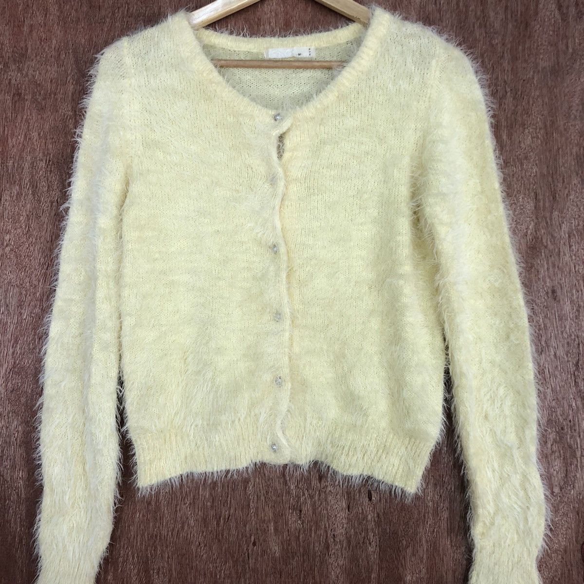 Homespun Knitwear Arrow Yellow Mohair Cardigan Knitwear #0432 Size US M / EU 48-50 / 2 - 8 Thumbnail
