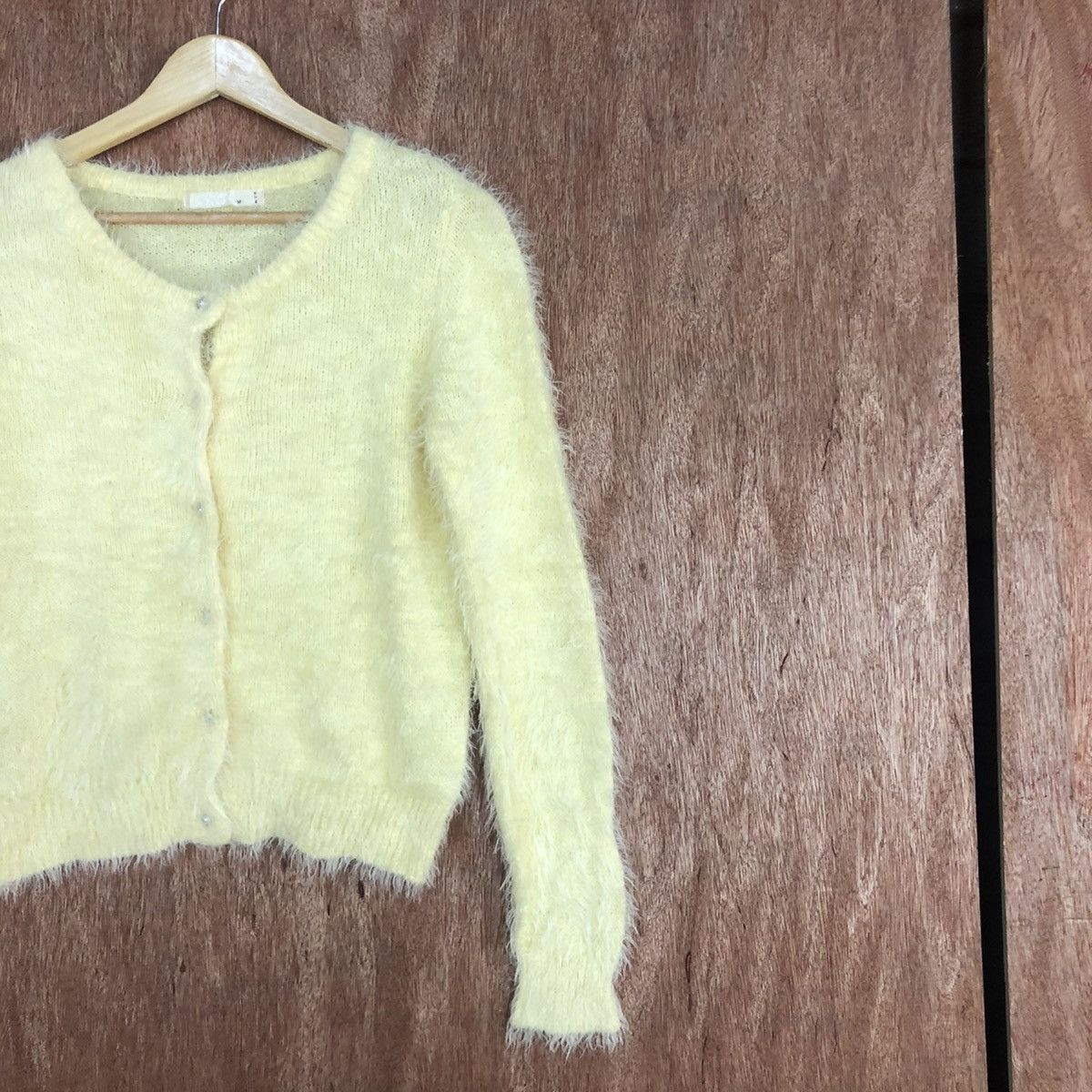 Homespun Knitwear Arrow Yellow Mohair Cardigan Knitwear #0432 Size US M / EU 48-50 / 2 - 5 Thumbnail