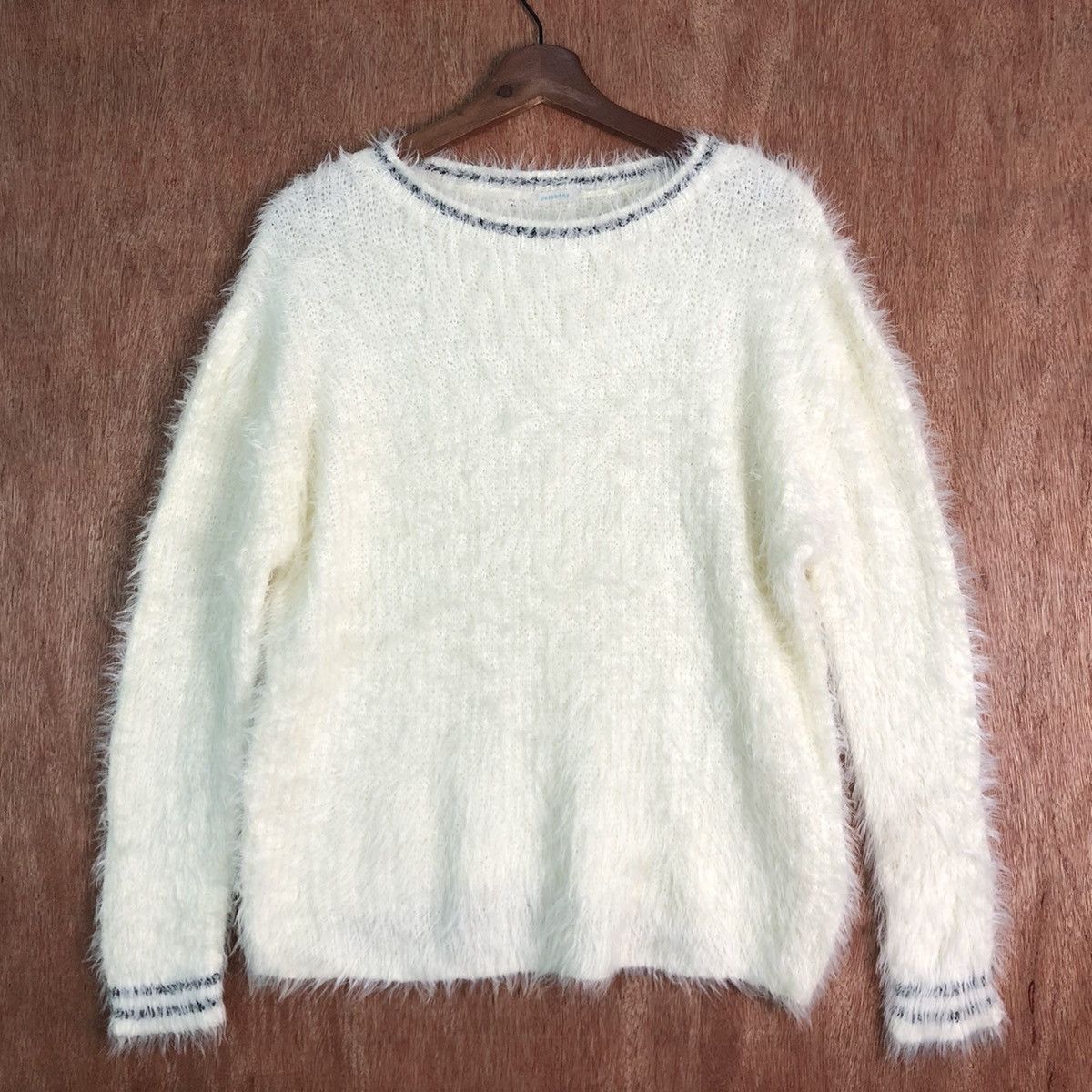 Homespun Knitwear × Japanese Brand Japan White Mohair Shag Shaggy KNitwear Size US L / EU 52-54 / 3 - 3 Thumbnail