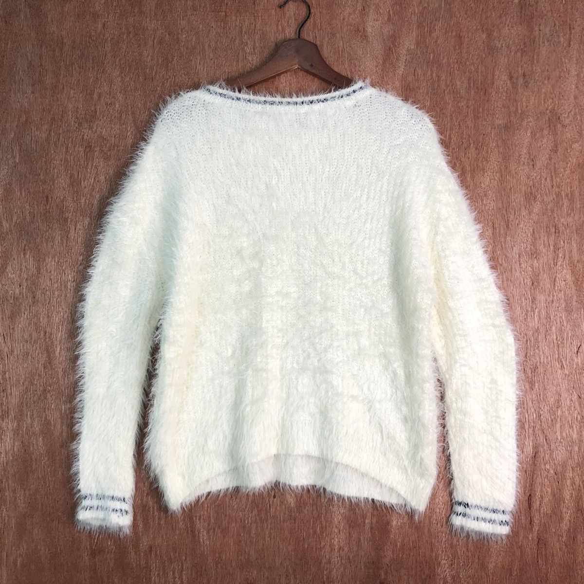 Homespun Knitwear × Japanese Brand Japan White Mohair Shag Shaggy KNitwear Size US L / EU 52-54 / 3 - 9 Thumbnail