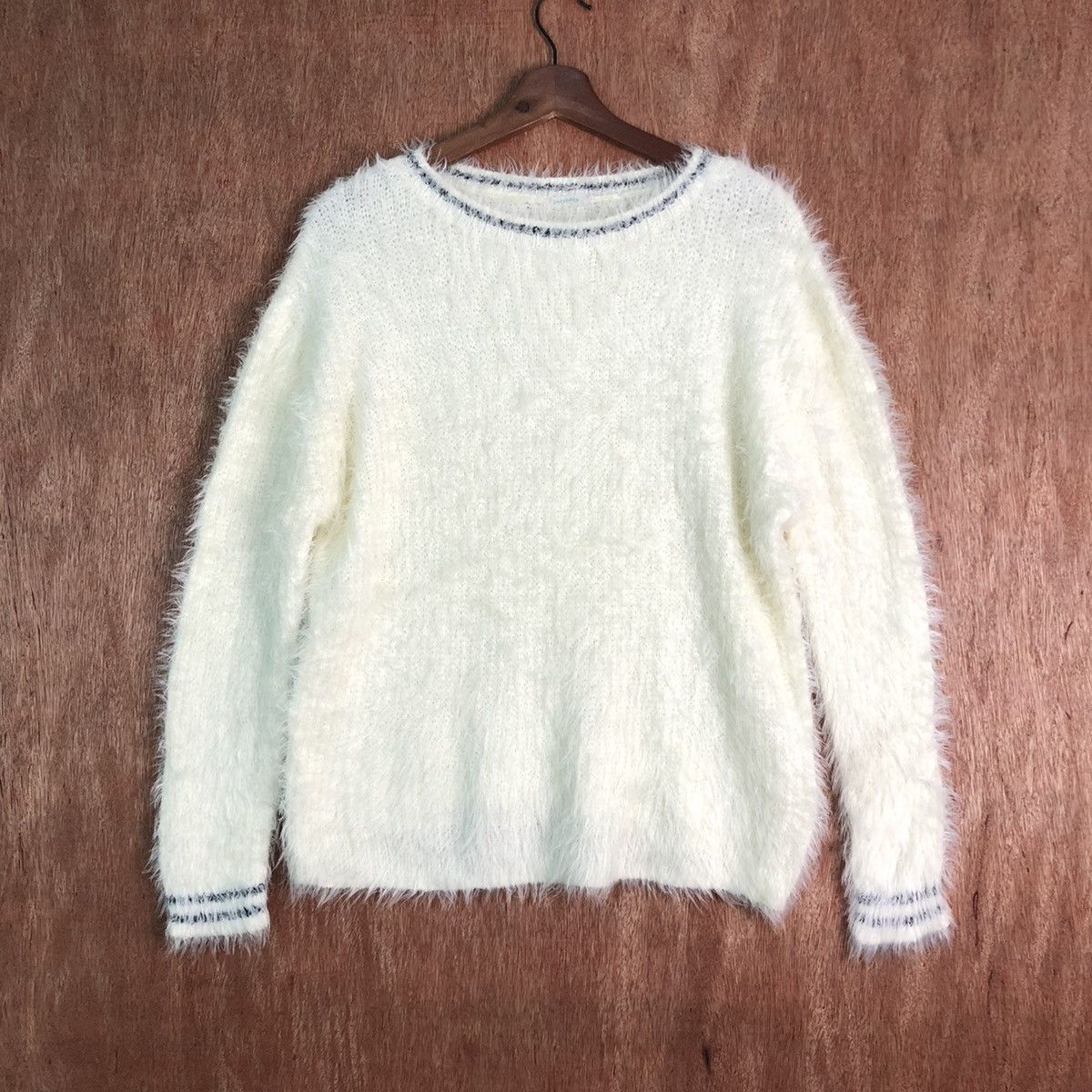 Homespun Knitwear × Japanese Brand Japan White Mohair Shag Shaggy KNitwear Size US L / EU 52-54 / 3 - 1 Thumbnail
