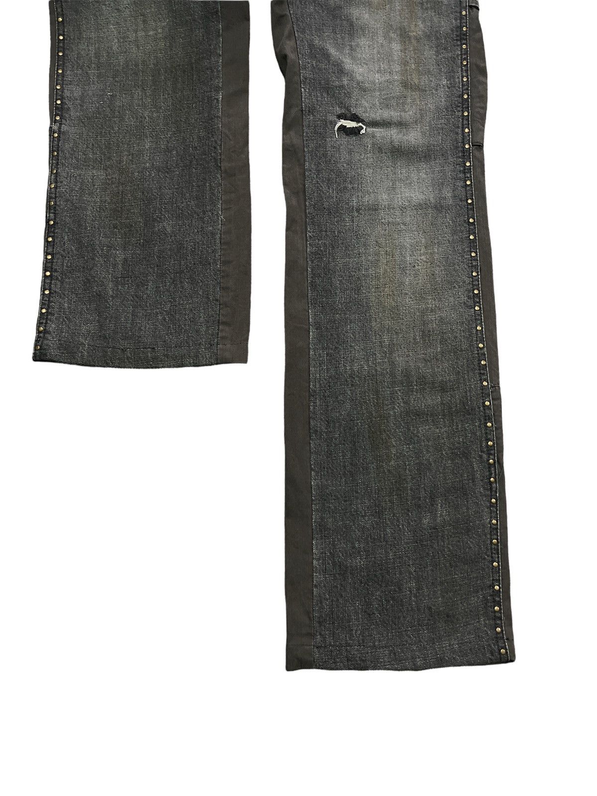 Japanese Brand × Seditionaries RARE🔥DOUBLE TONE RIPPED STUDDED DENIM+COTTON PANTS Size US 28 / EU 44 - 6 Thumbnail